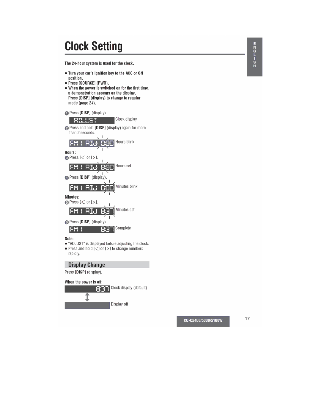 Panasonic CQ-C5400, CQ-C5300W, CQ-C5100W manual 