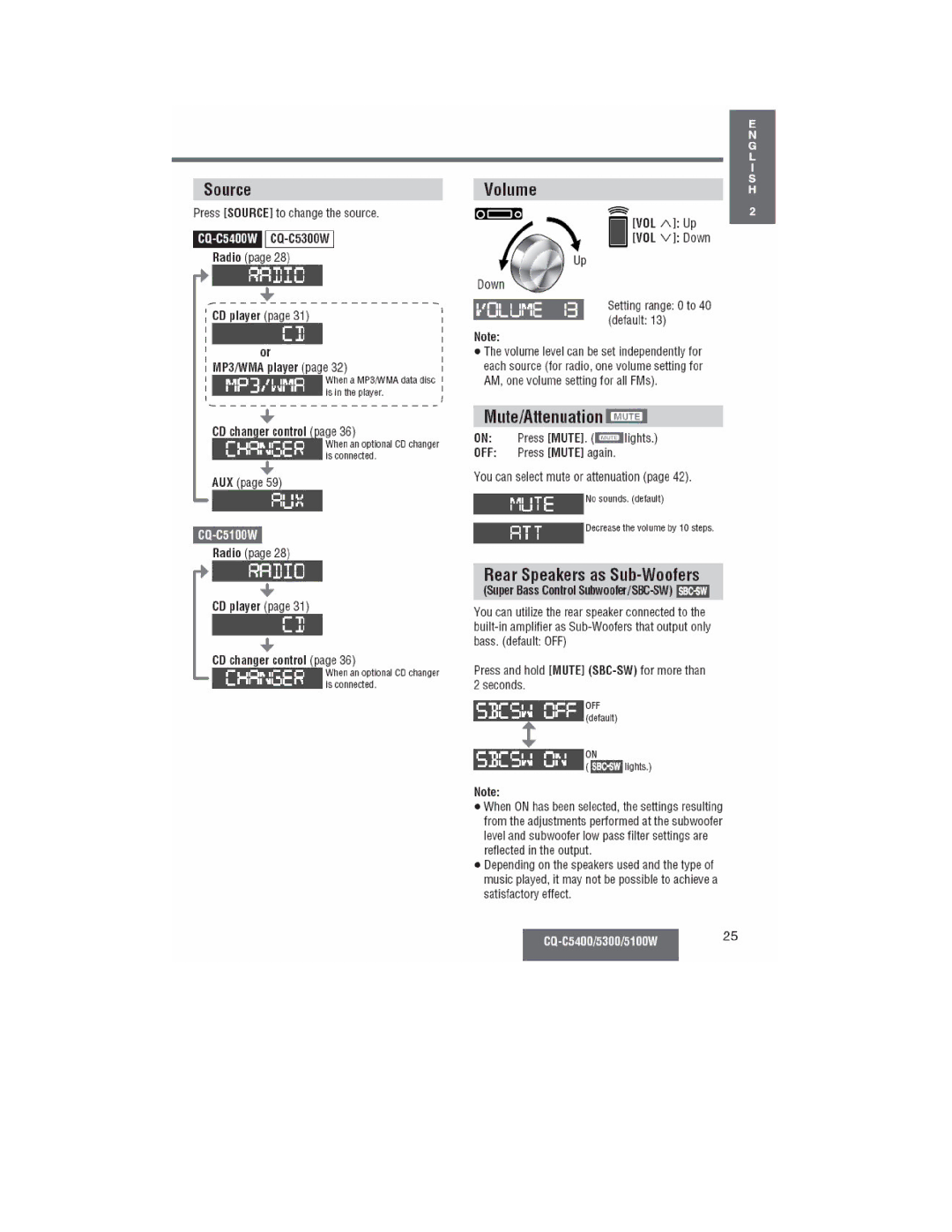 Panasonic CQ-C5300W, CQ-C5400, CQ-C5100W manual 