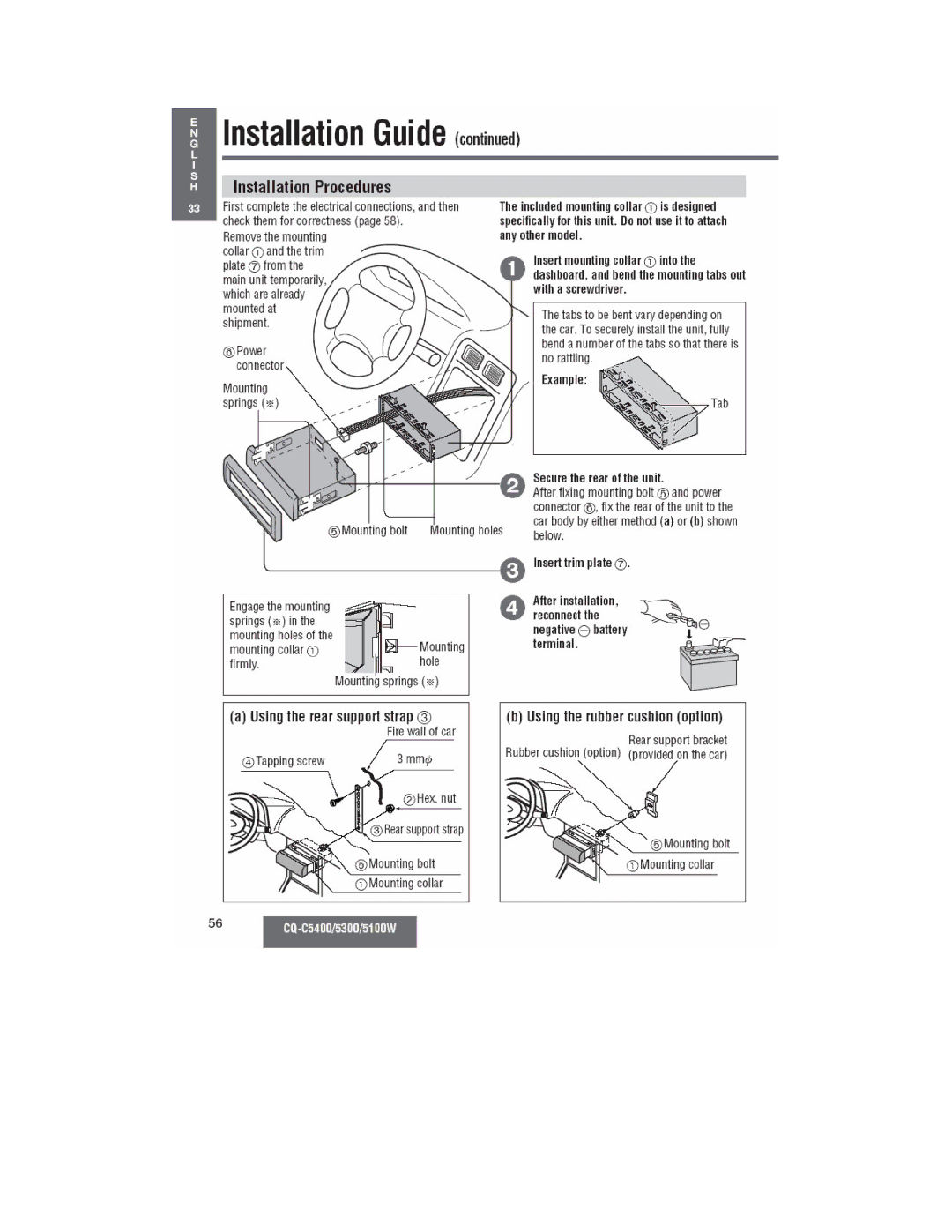 Panasonic CQ-C5400, CQ-C5300W, CQ-C5100W manual 