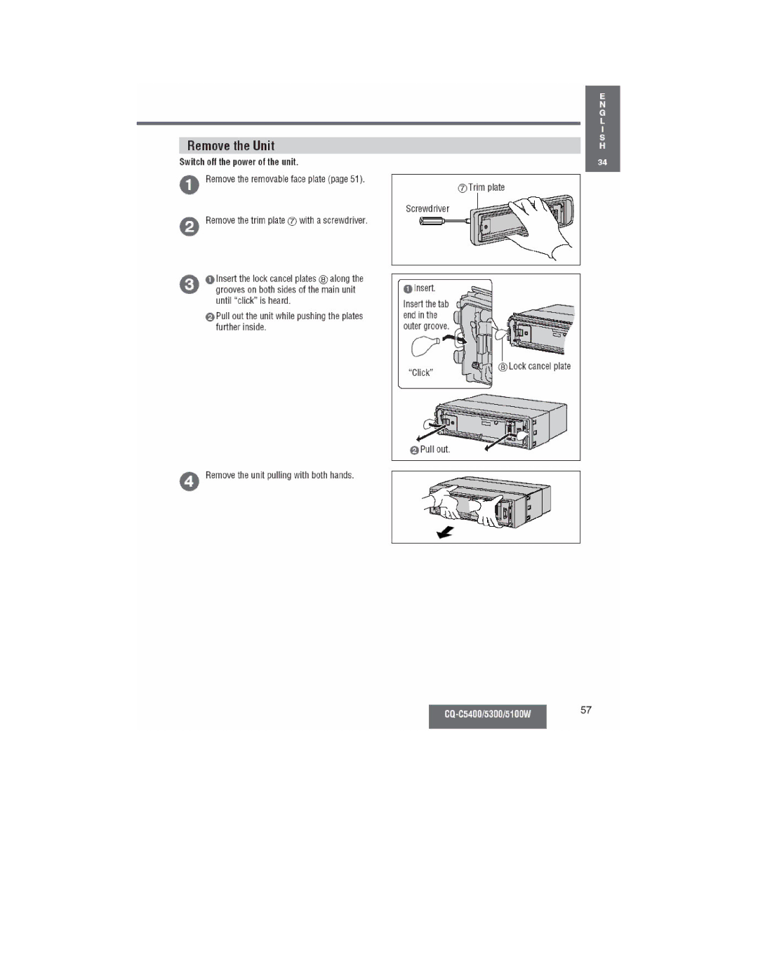 Panasonic CQ-C5100W, CQ-C5300W, CQ-C5400 manual 