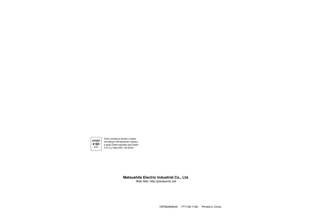 Panasonic CQ-C5355N operating instructions Web Site http//panasonic.net 