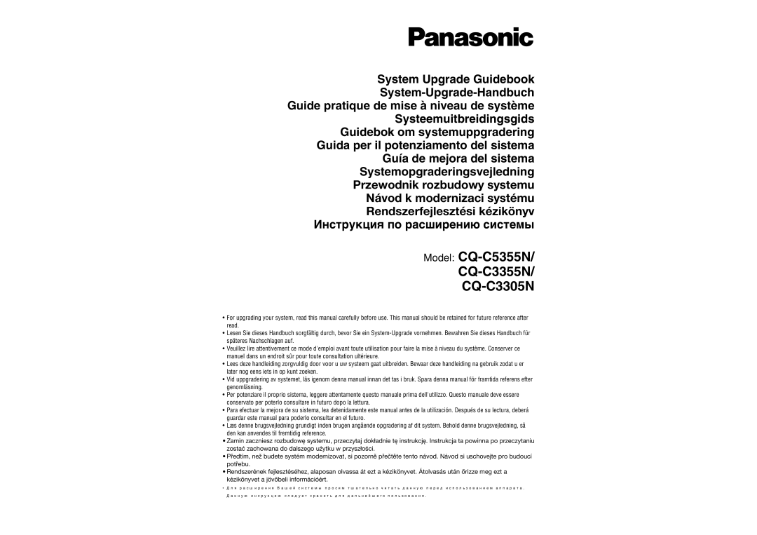 Panasonic operating instructions Model CQ-C5355N CQ-C3355N CQ-C3305N 