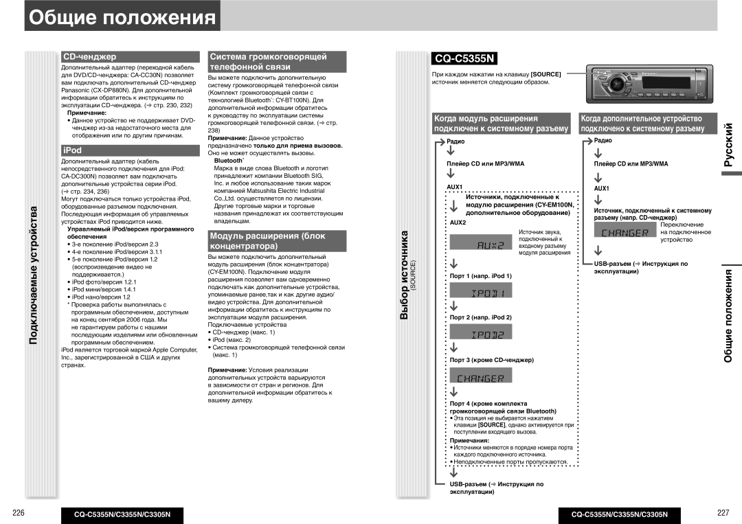 Panasonic CQ-C5355N operating instructions Общие положения 