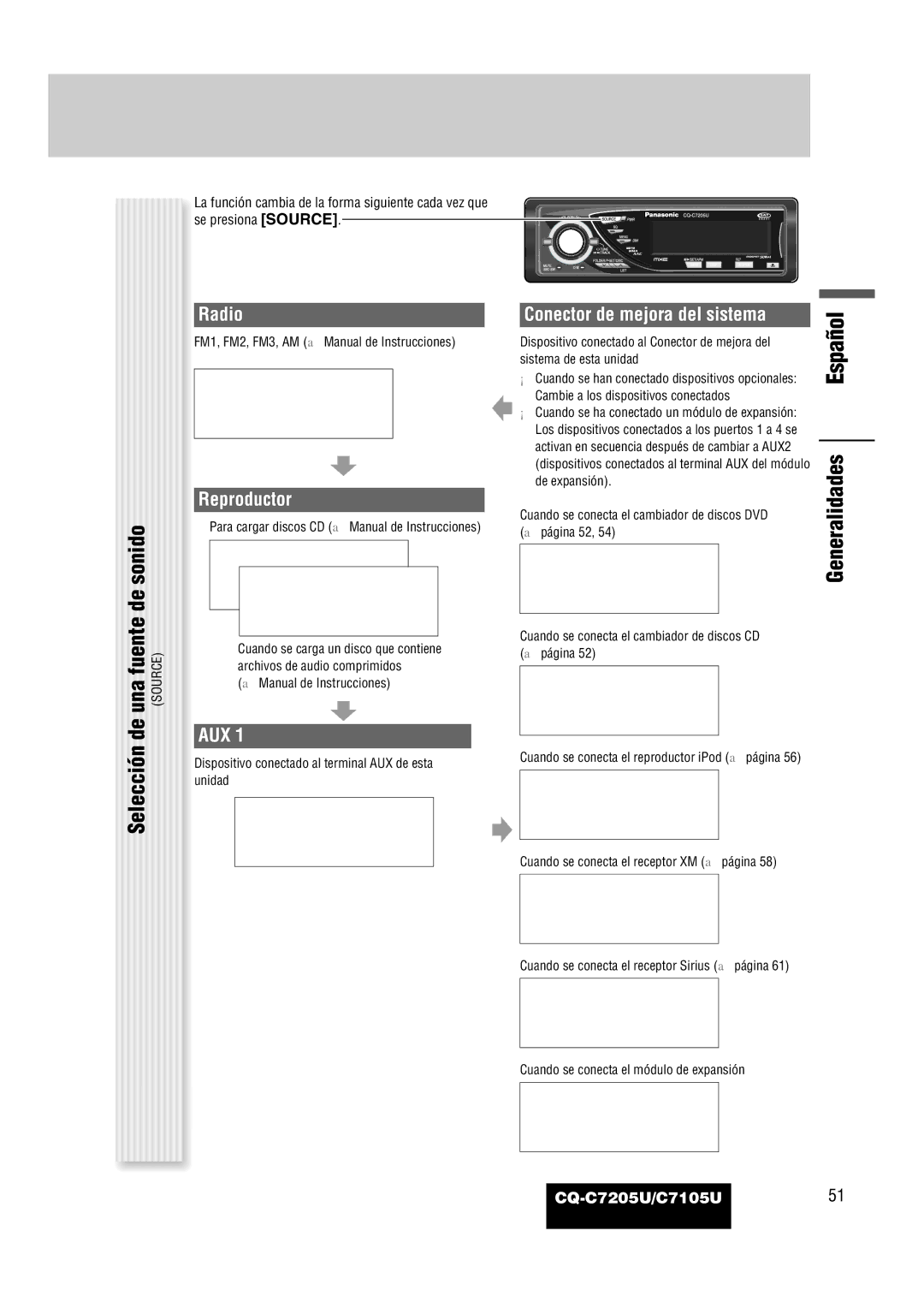 Panasonic warranty CQ-C7205U/C7105U51, FM1, FM2, FM3, AM a Manual de Instrucciones 