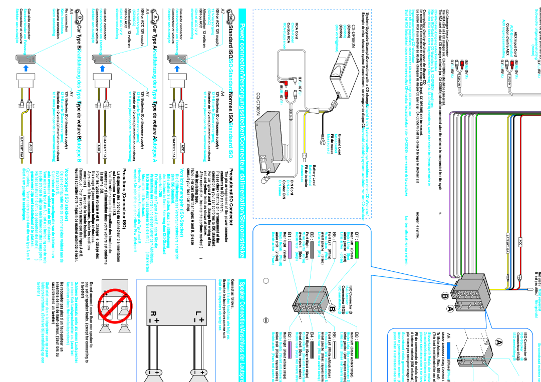 Panasonic CQ-C7300N manual Precautions ISO Connector, Précautions Connecteur ISO 