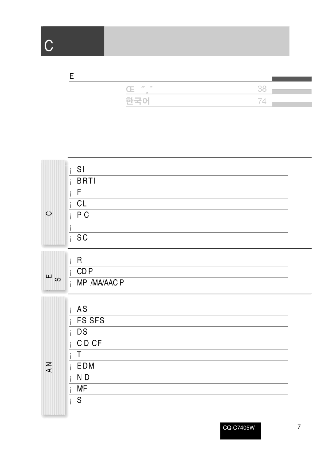 Panasonic CQ-C7405W manual Contents 