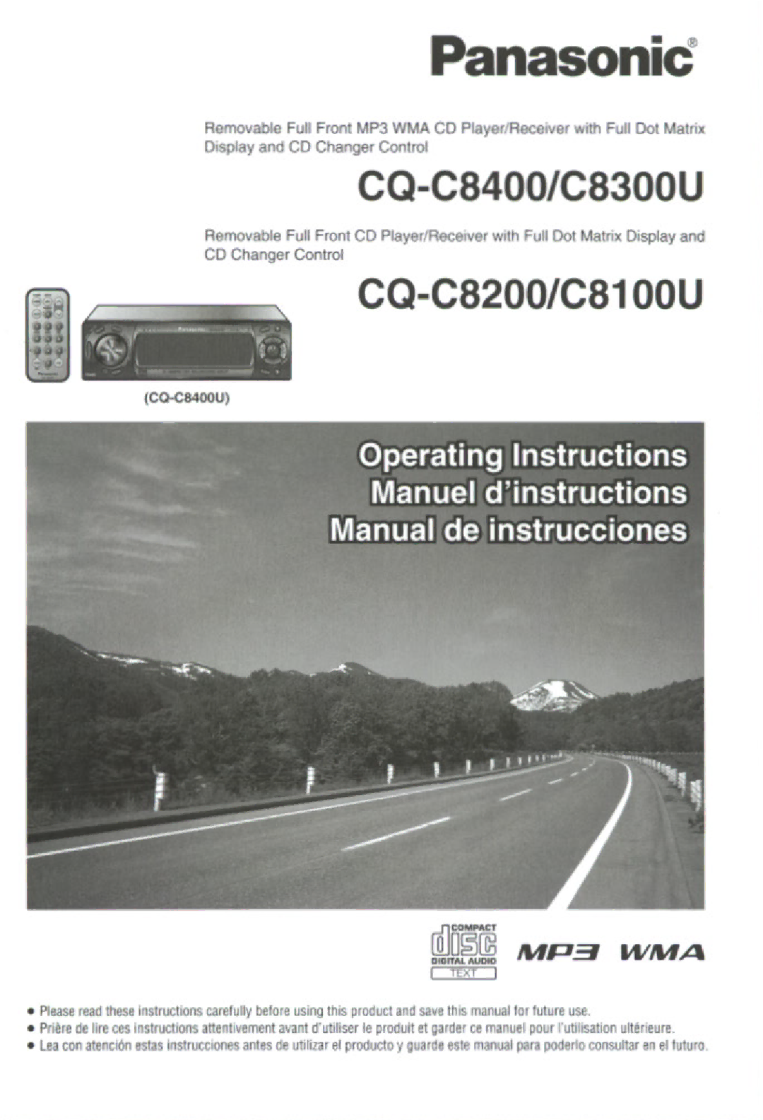 Panasonic CQ-C8200, CQ-C8400, CQ-C8300U, CQ-C8100U manual 