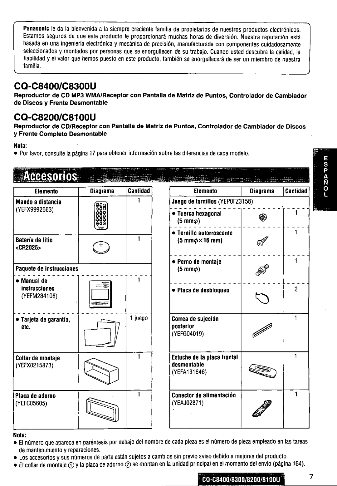 Panasonic CQ-C8100U, CQ-C8400, CQ-C8200, CQ-C8300U manual 