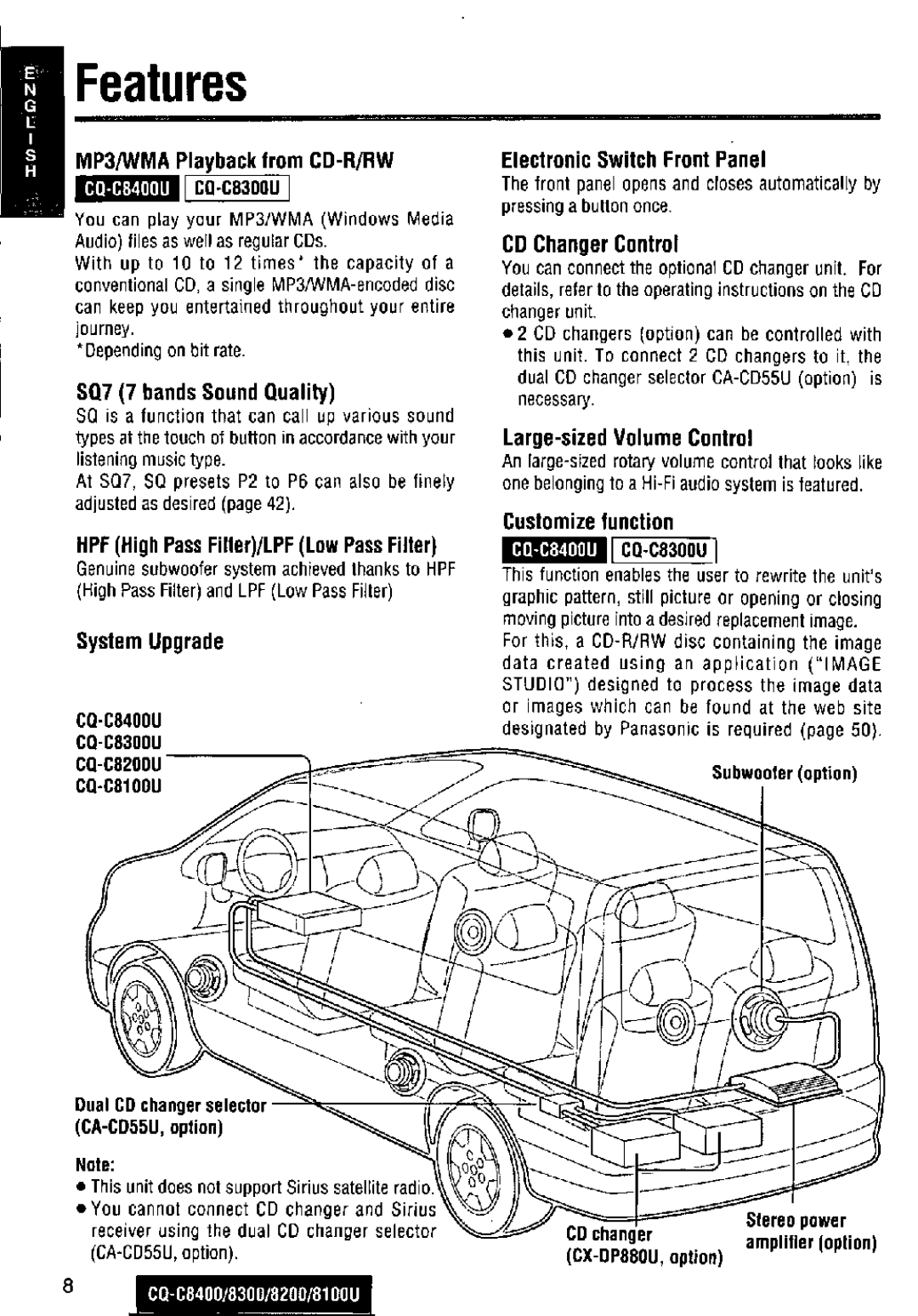 Panasonic CQ-C8400, CQ-C8200, CQ-C8300U, CQ-C8100U manual 