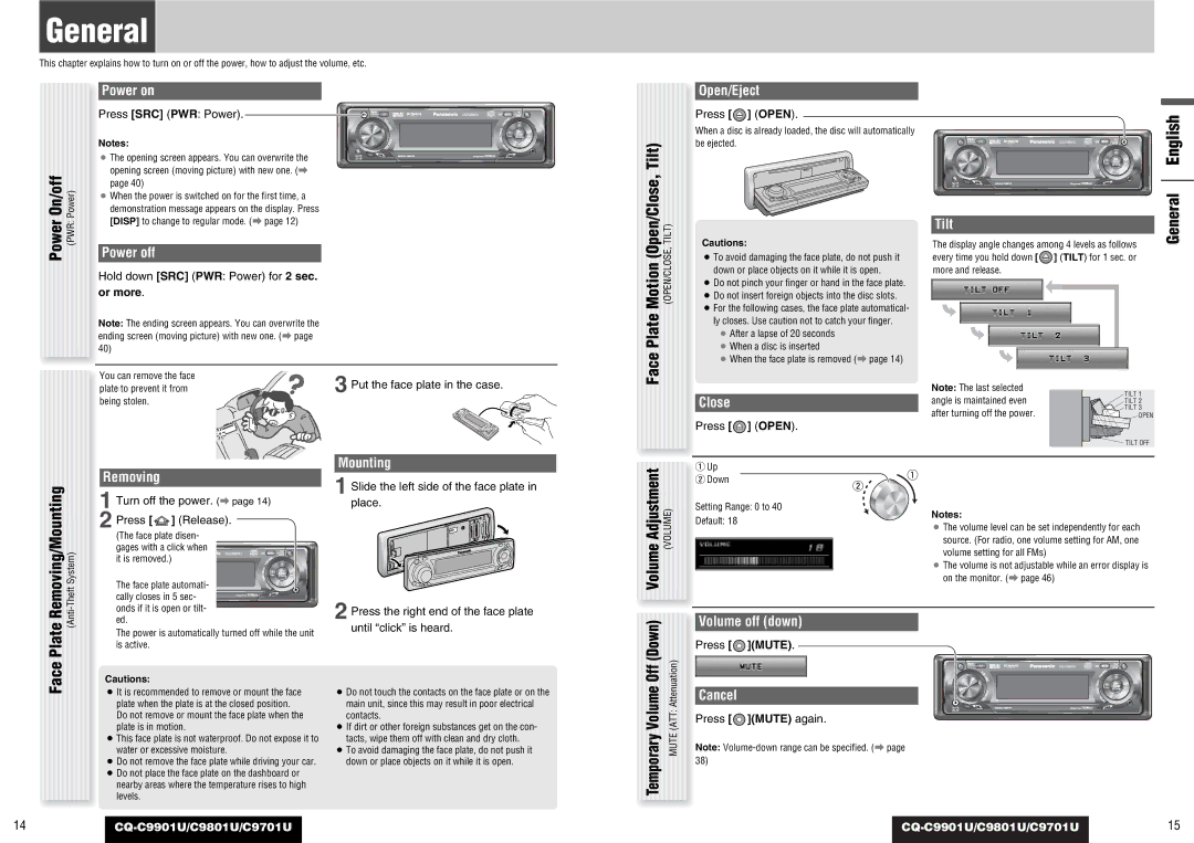 Panasonic CQ-C9901U, CQ-C9801U, C9701U operating instructions General 