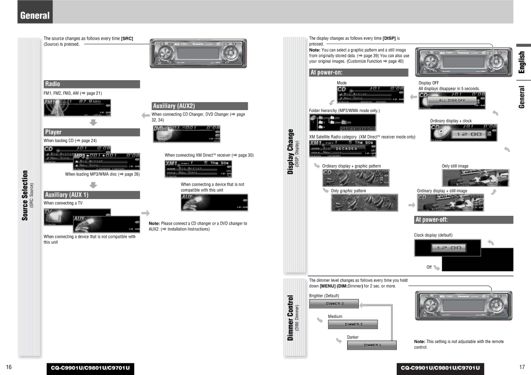 Panasonic CQ-C9801U, CQ-C9901U, C9701U operating instructions General 