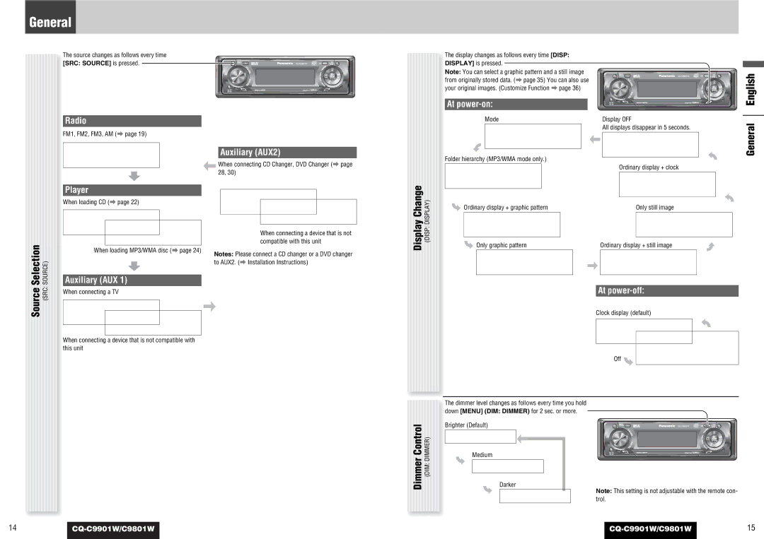 Panasonic C9801W, CQ-C9901W operating instructions General English 