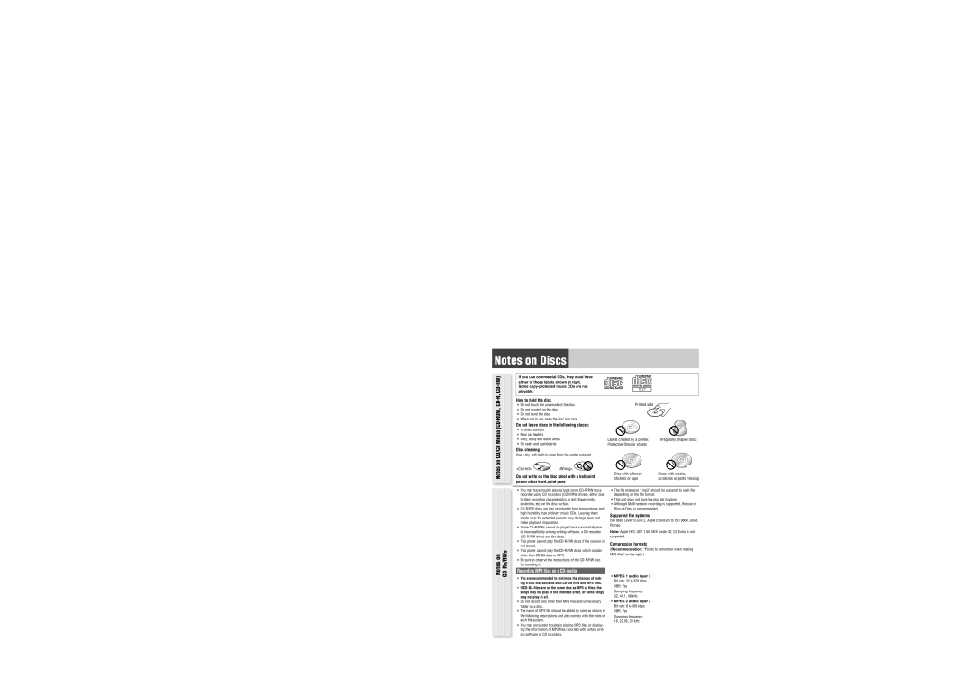 Panasonic CQ-CP134U specifications How to hold the disc, Disc cleaning, Do not write on the disc label with a ballpoint 