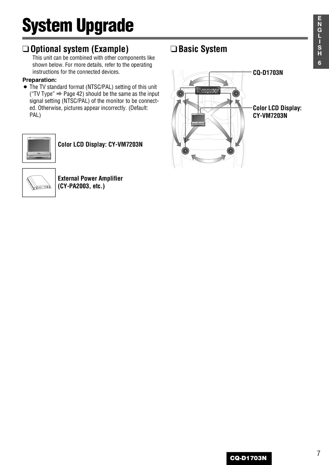 Panasonic CQ-D1703N manual Color LCD Display CY-VM7203N, Ed. Otherwise, pictures appear incorrectly. Default 