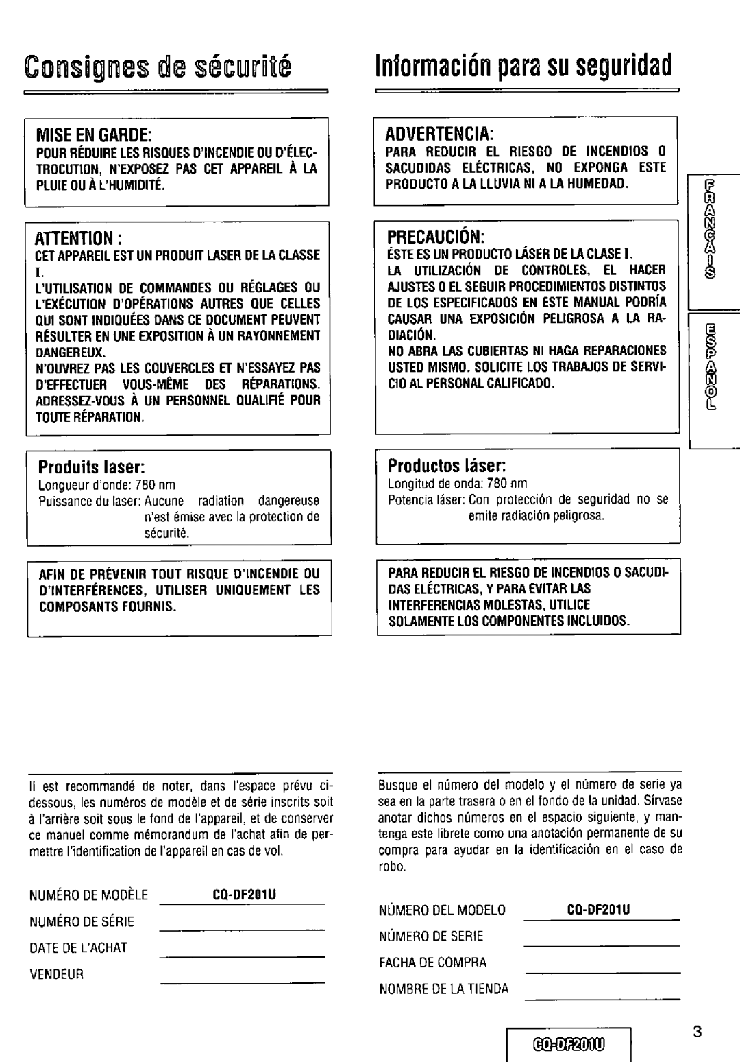 Panasonic CQ-DF201U manual 