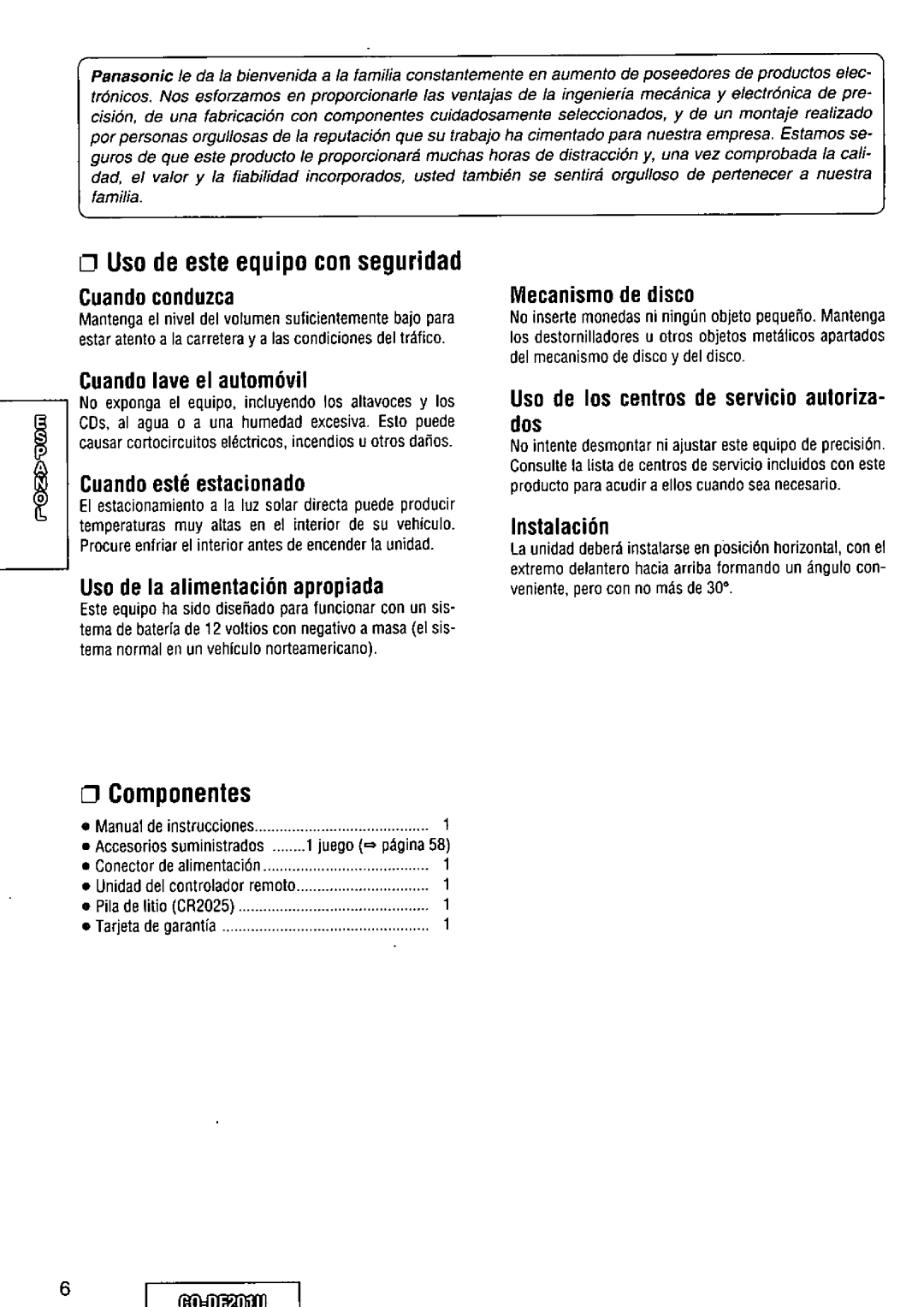 Panasonic CQ-DF201U manual 