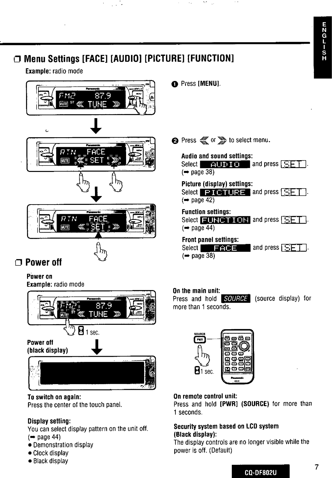 Panasonic CQ-DF802U manual 