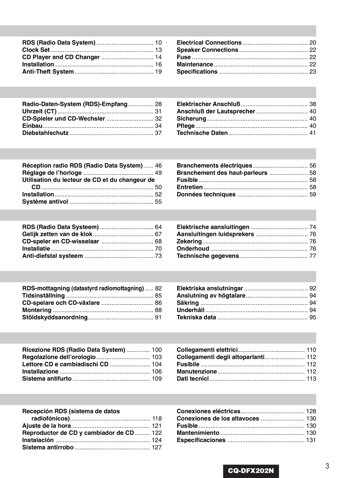 Panasonic CQ-DFX202N operating instructions RDS-mottagning datastyrd radiomottagning 