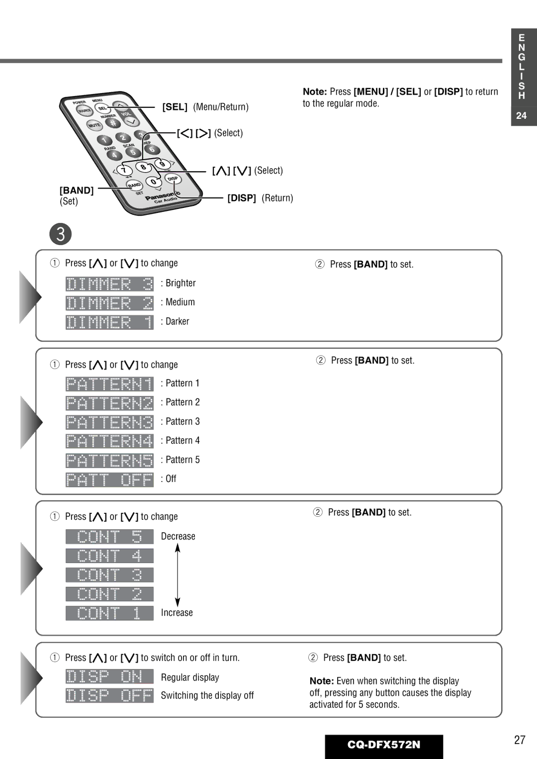 Panasonic operating instructions CQ-DFX572N27, Select 