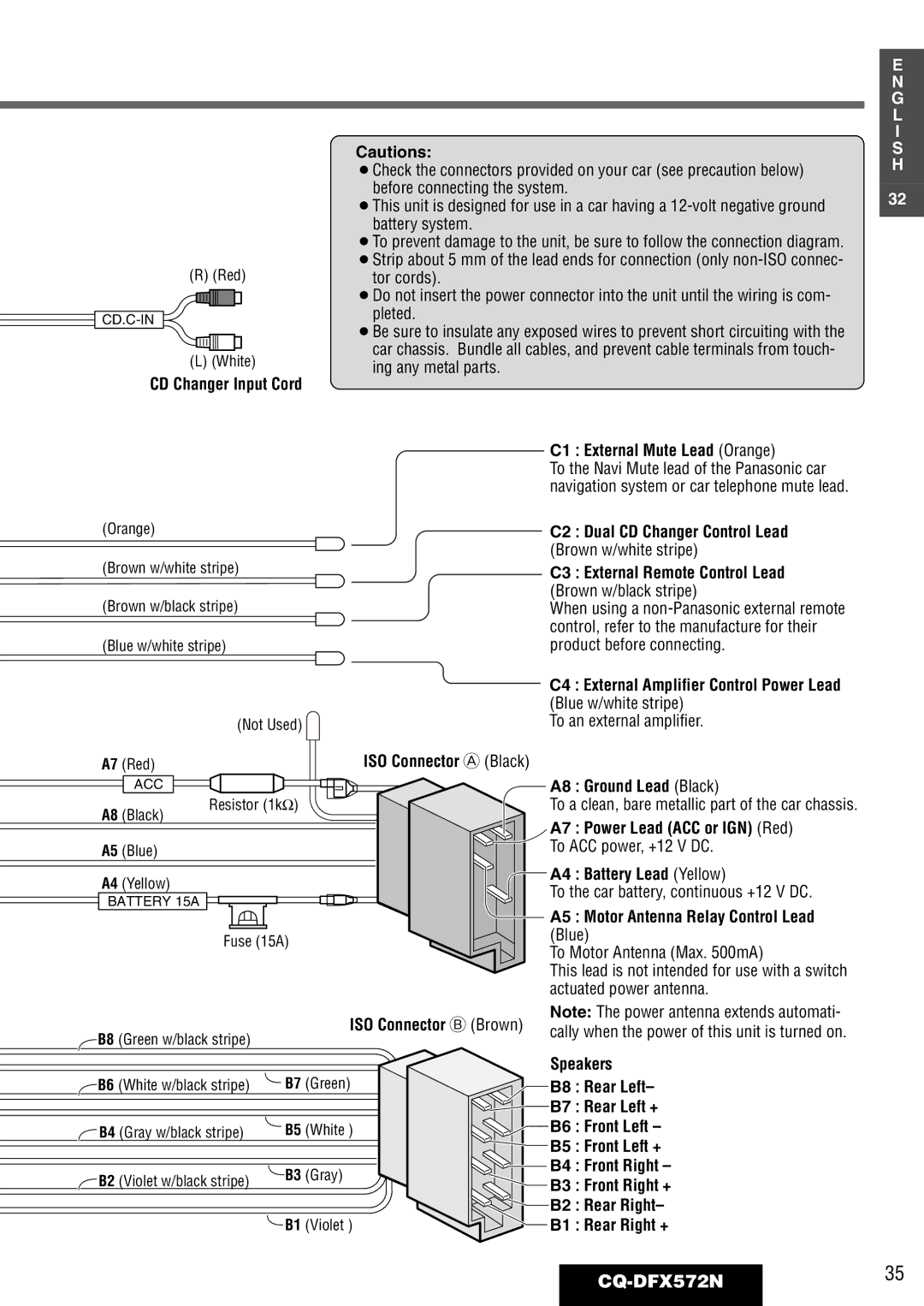 Panasonic operating instructions CQ-DFX572N35 