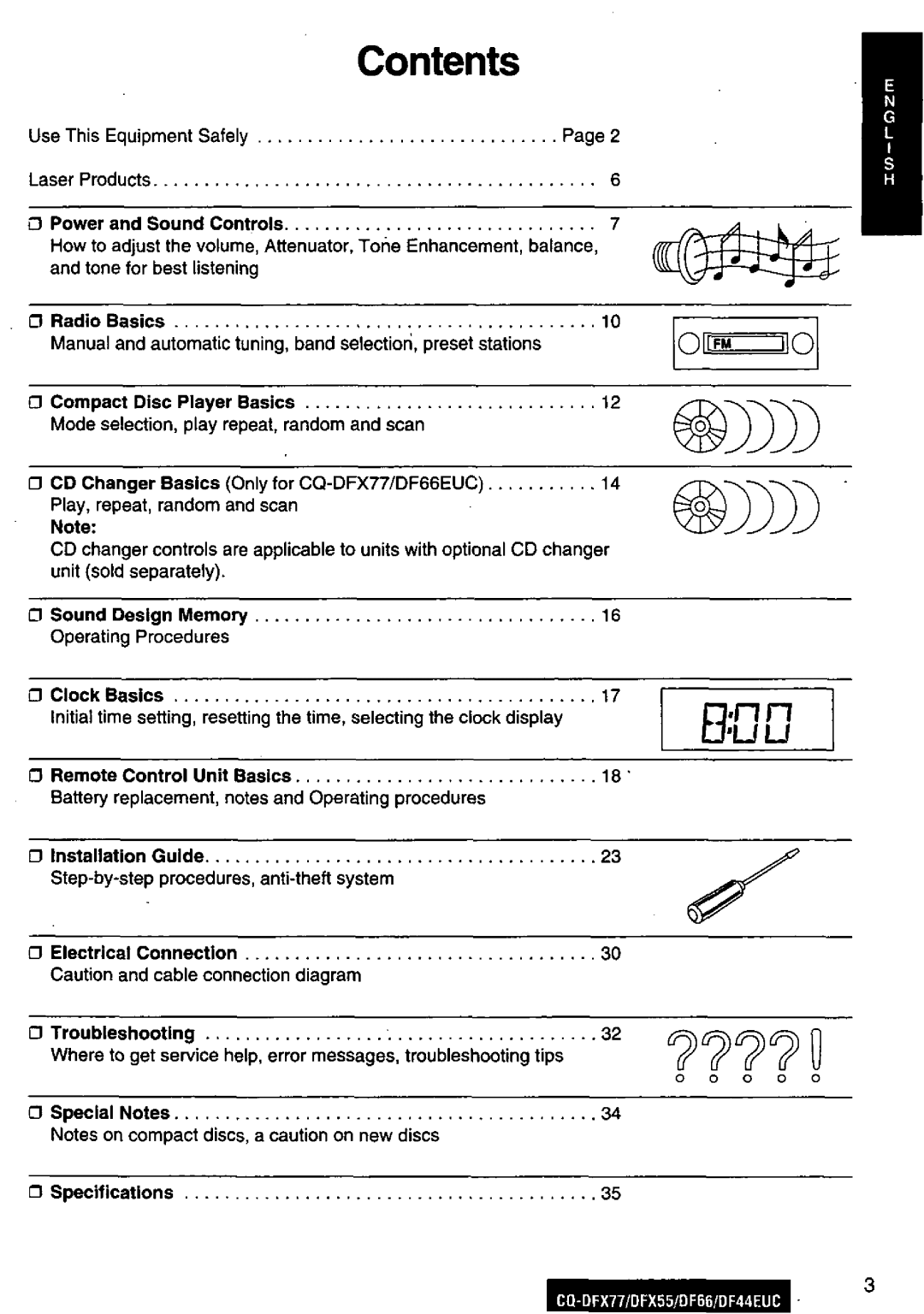 Panasonic CQ-DFX55, CQ-DFX77, DF66EUC, DF44EUC manual 