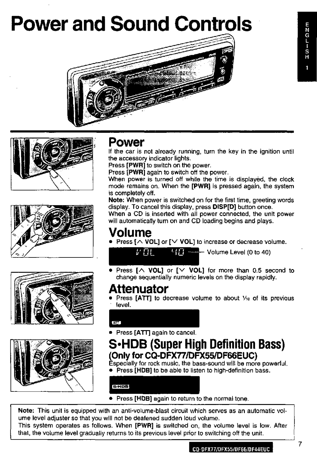 Panasonic CQ-DFX55, CQ-DFX77, DF66EUC, DF44EUC manual 