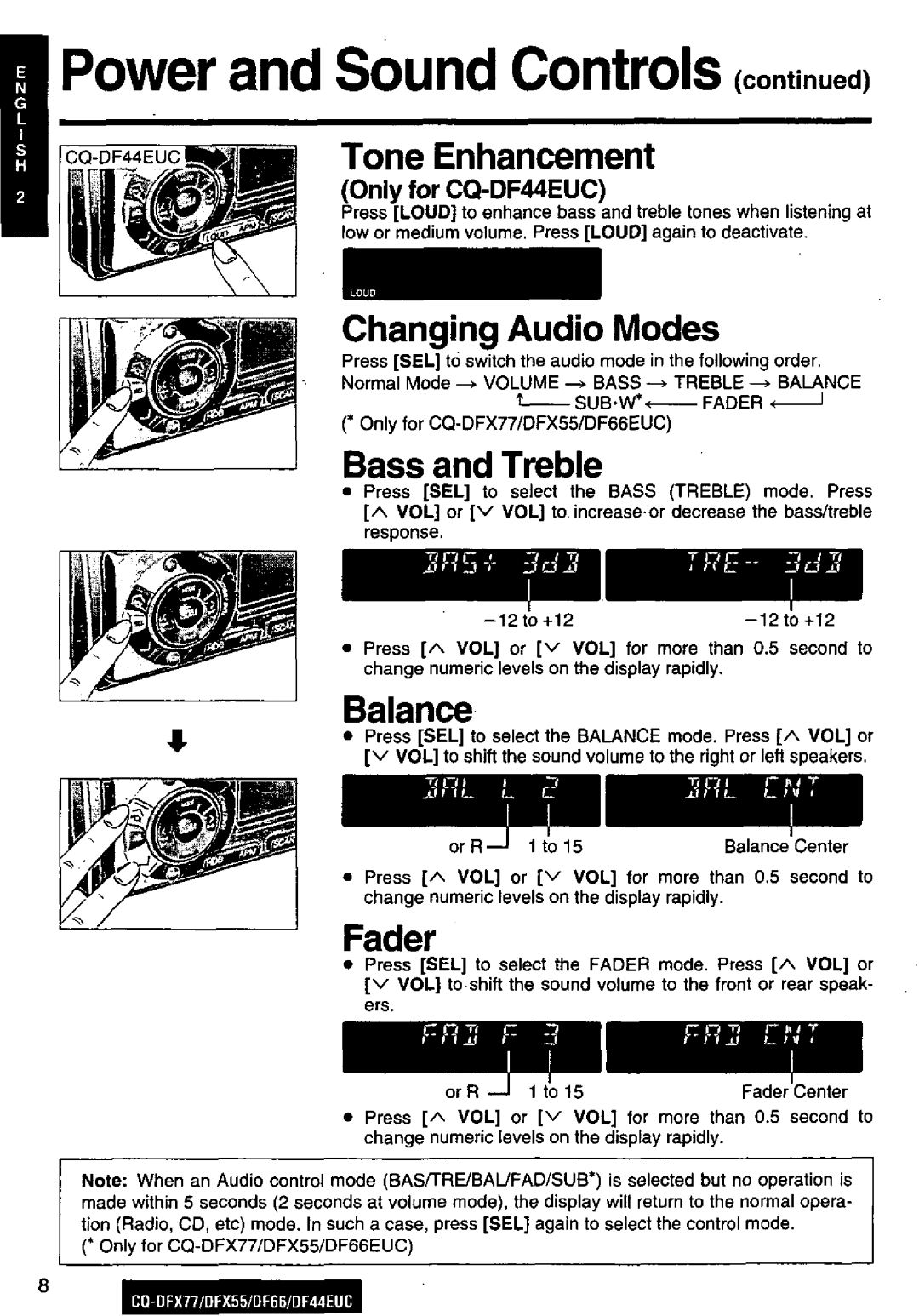 Panasonic CQ-DFX77, DF66EUC, DF44EUC, CQ-DFX55 manual 