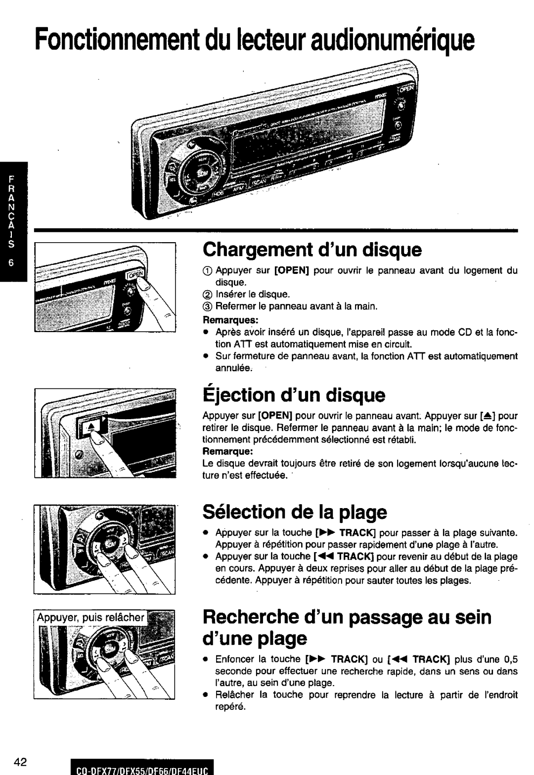 Panasonic DF44EUC, CQ-DFX77, DF66EUC, CQ-DFX55 manual 