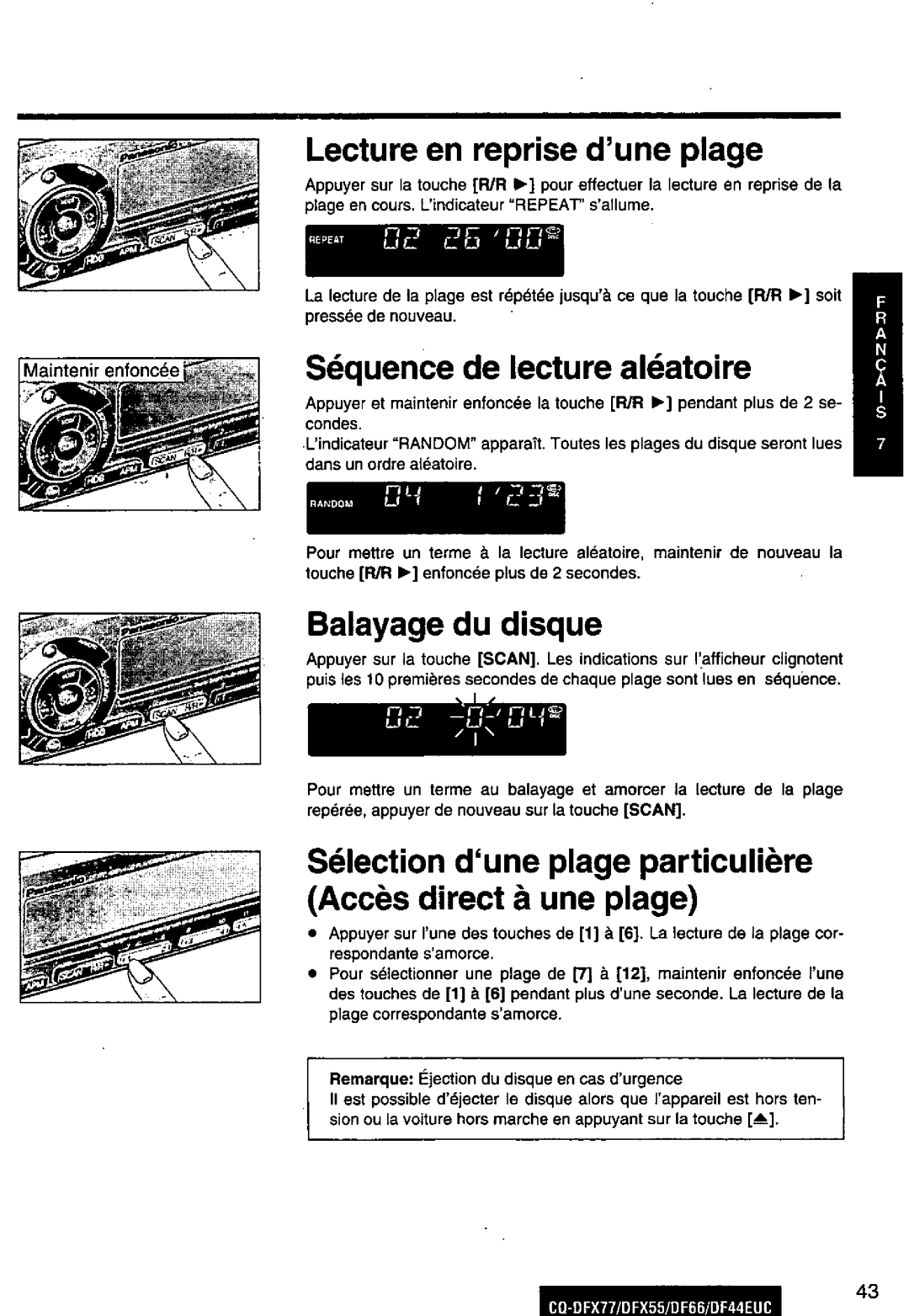 Panasonic CQ-DFX55, CQ-DFX77, DF66EUC, DF44EUC manual 