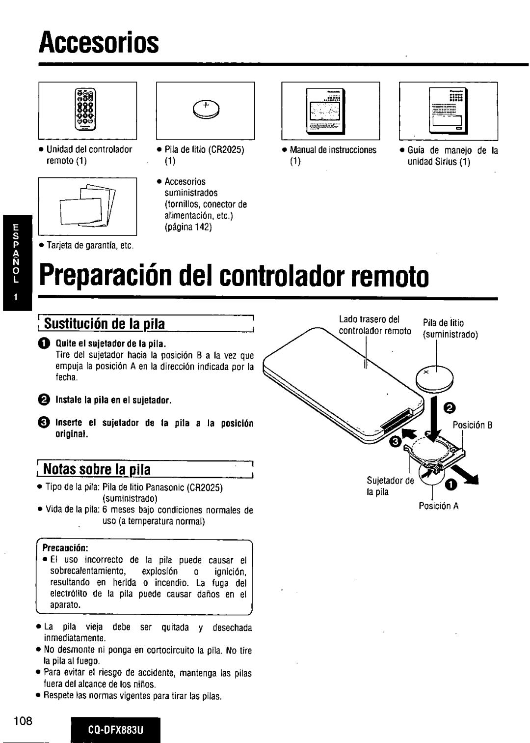 Panasonic CQ-DFX883U manual 