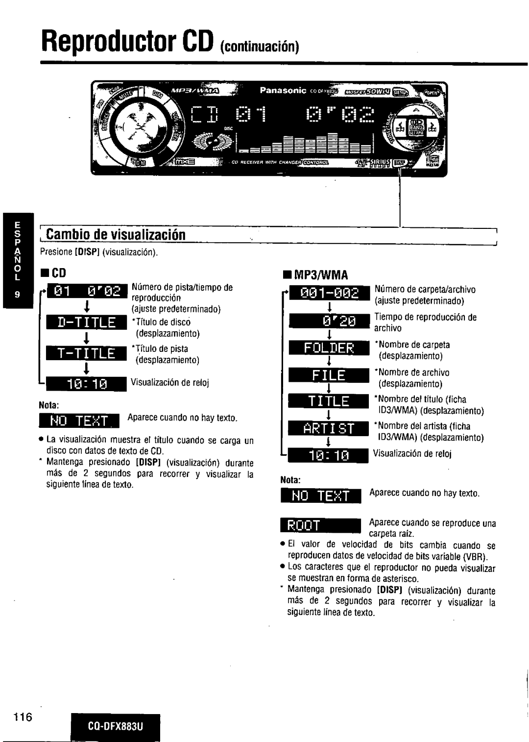 Panasonic CQ-DFX883U manual 