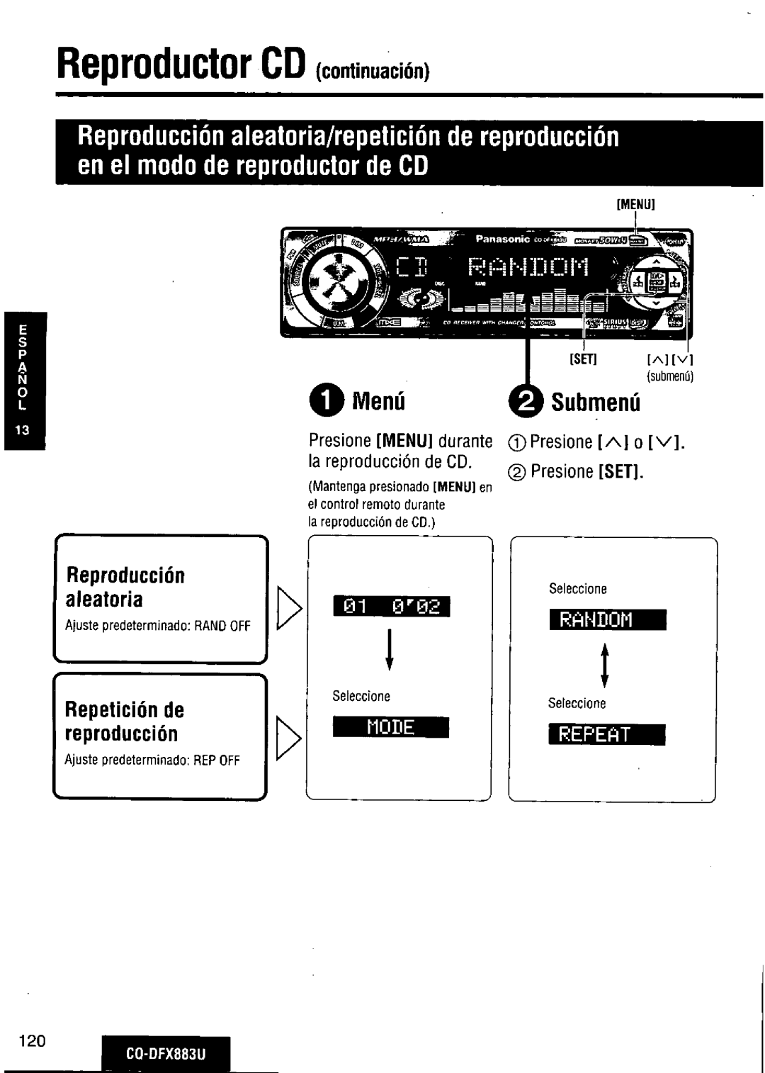 Panasonic CQ-DFX883U manual 