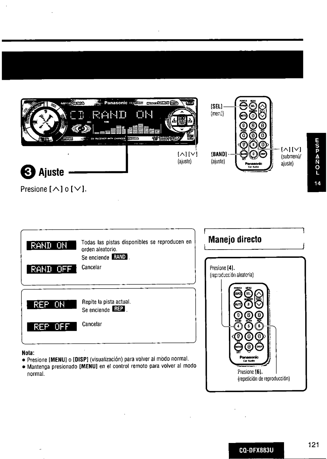 Panasonic CQ-DFX883U manual 