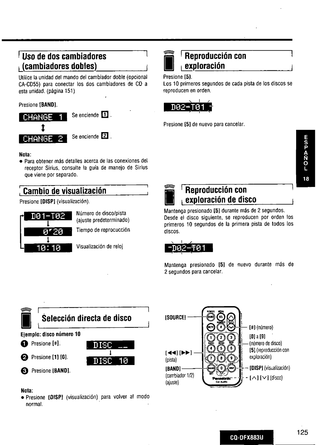 Panasonic CQ-DFX883U manual 