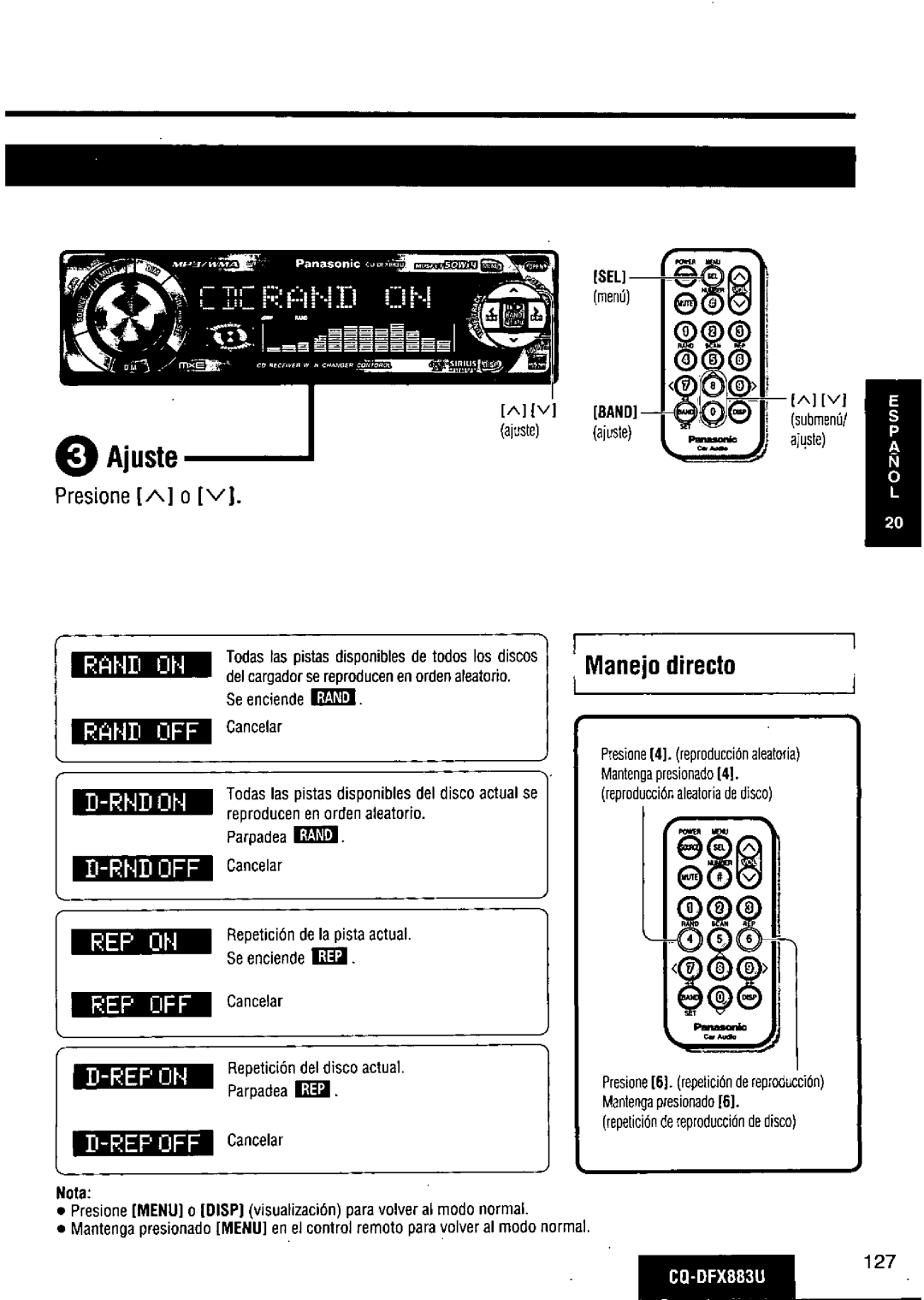 Panasonic CQ-DFX883U manual 