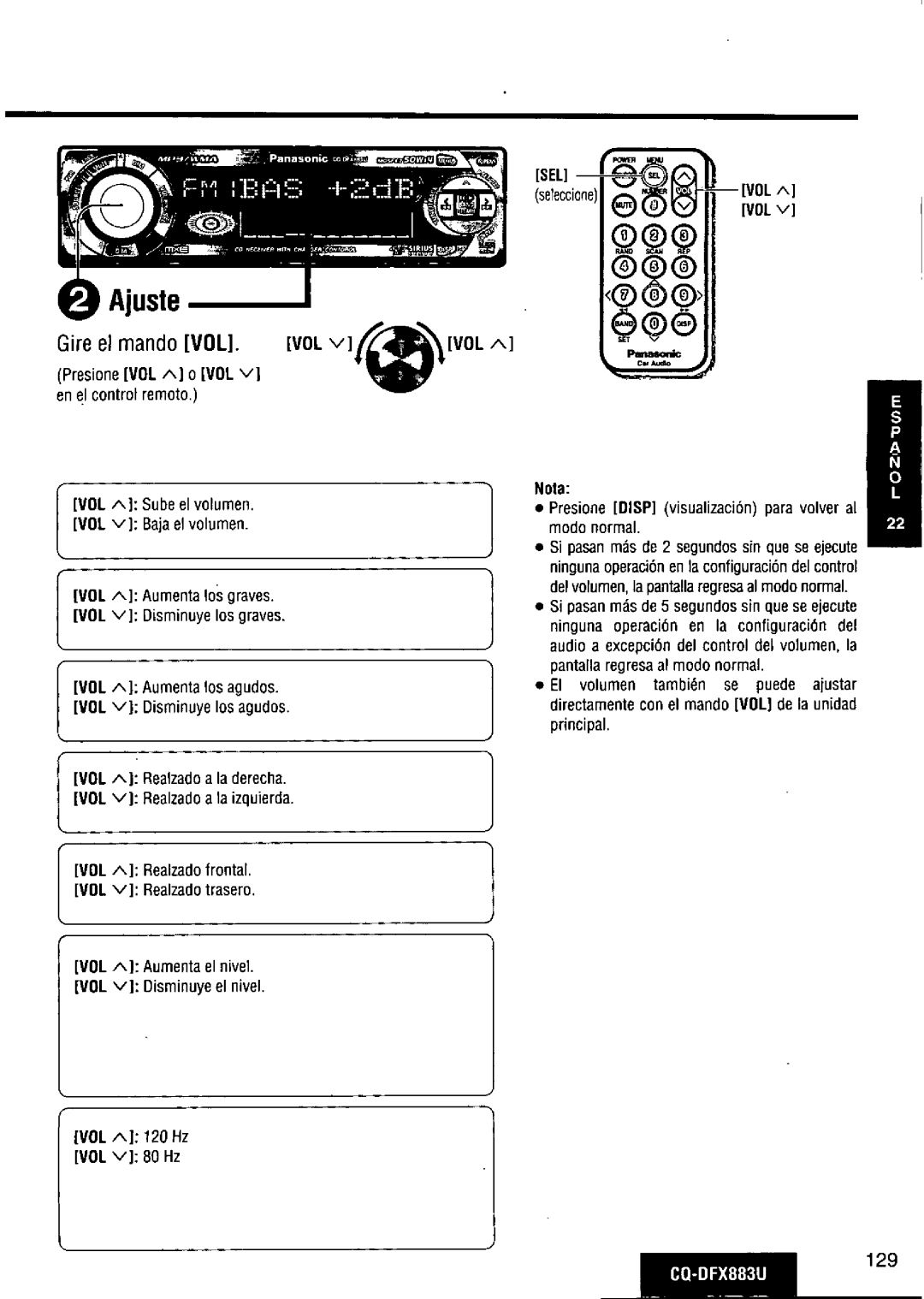 Panasonic CQ-DFX883U manual 