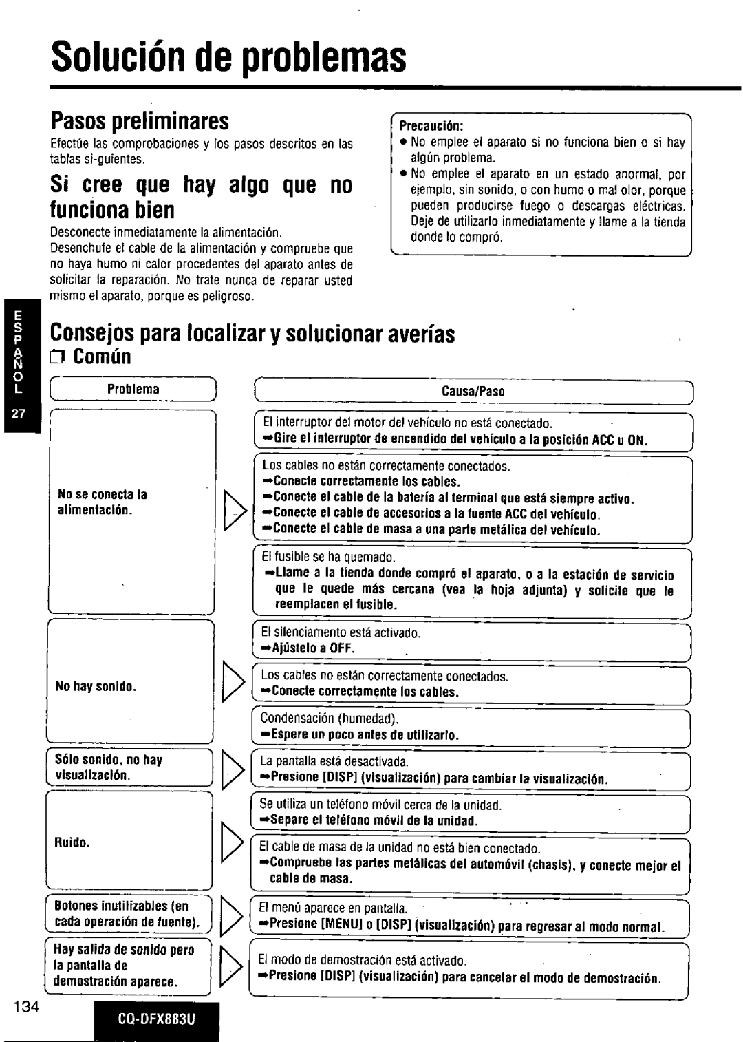 Panasonic CQ-DFX883U manual 