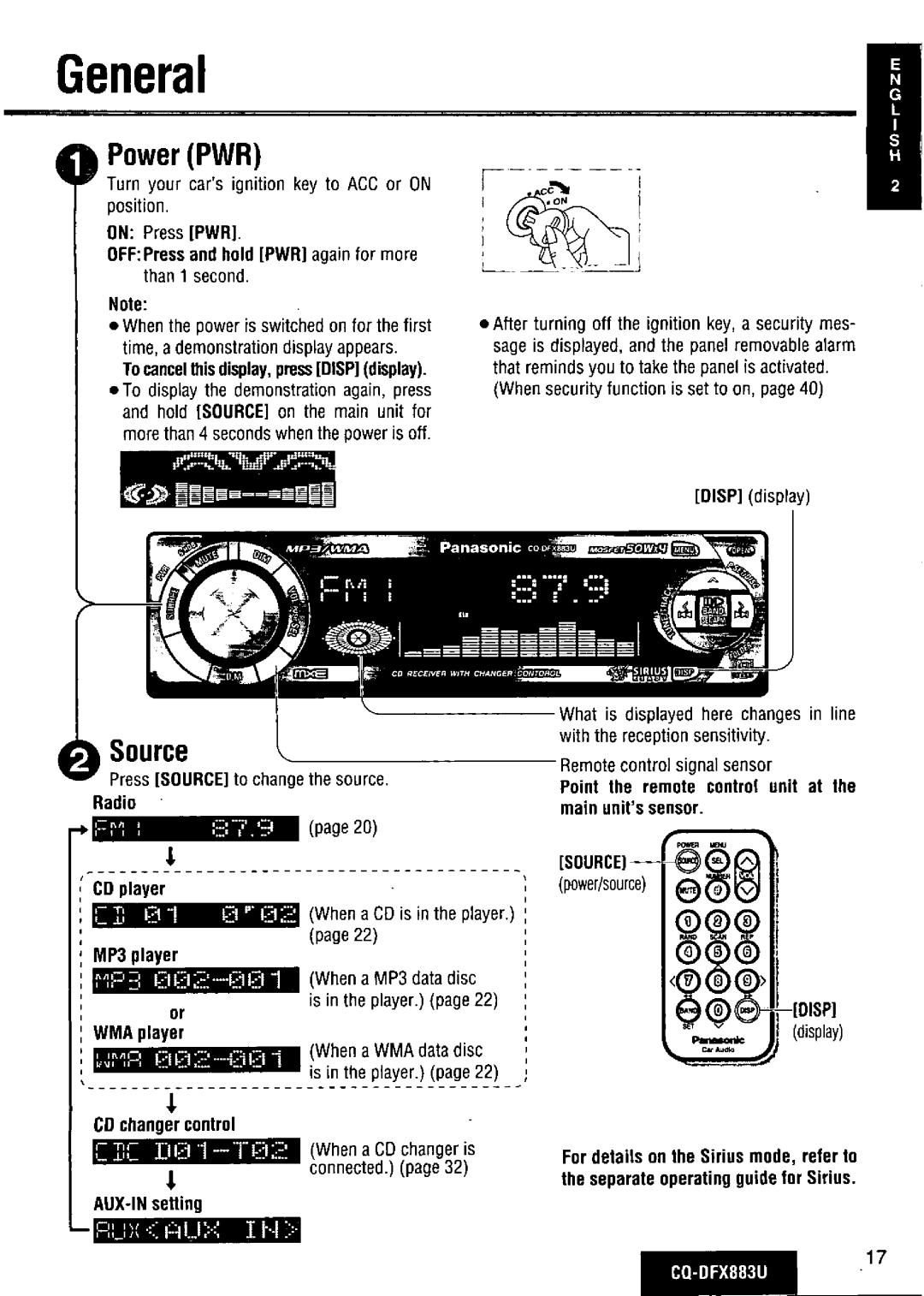 Panasonic CQ-DFX883U manual 