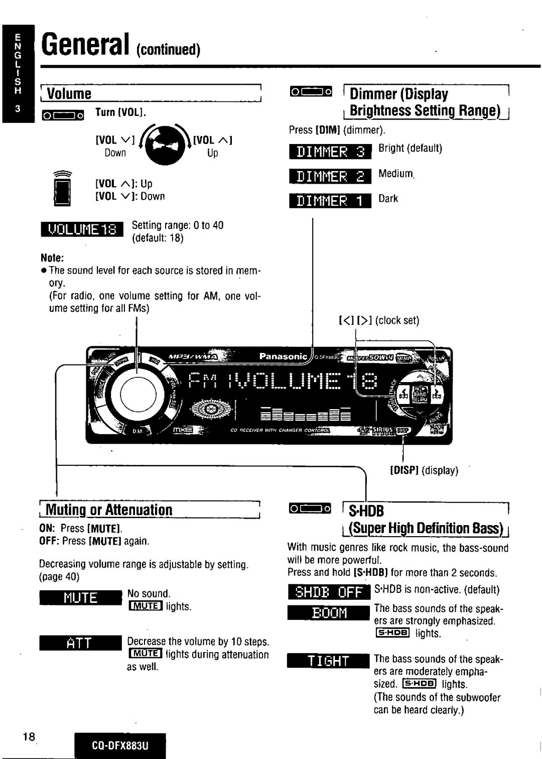 Panasonic CQ-DFX883U manual 