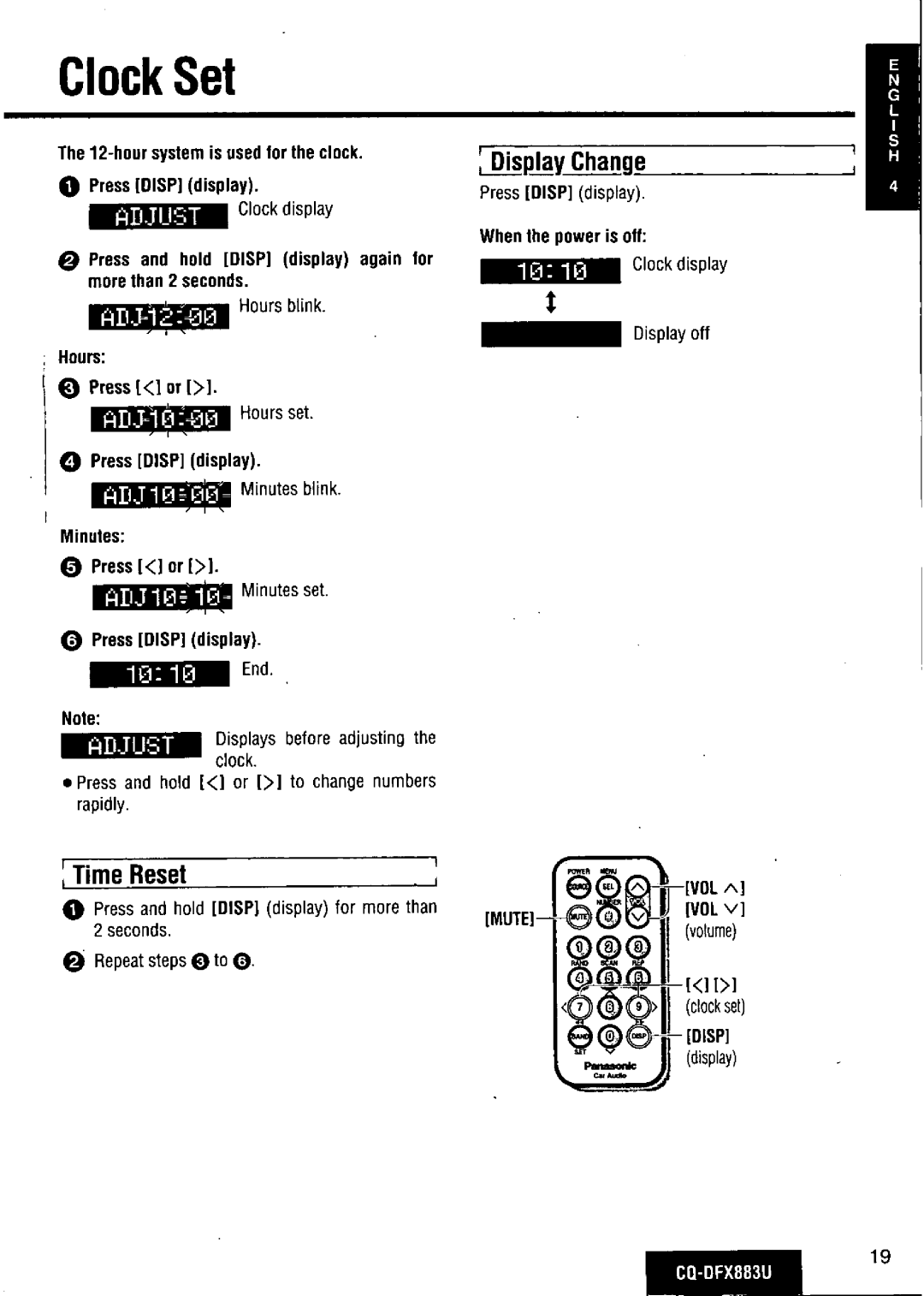 Panasonic CQ-DFX883U manual 