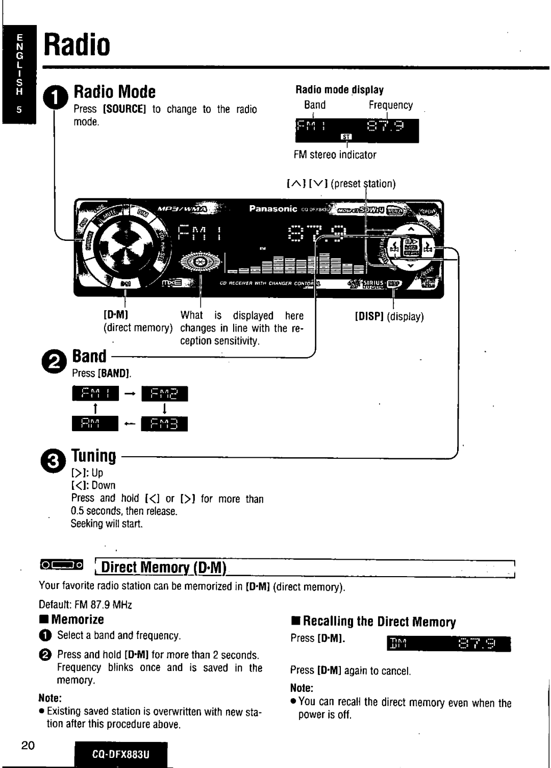 Panasonic CQ-DFX883U manual 