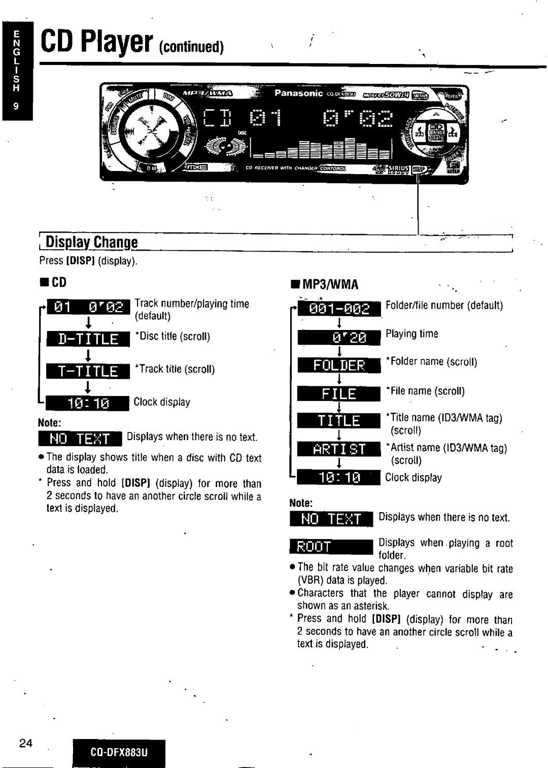 Panasonic CQ-DFX883U manual 