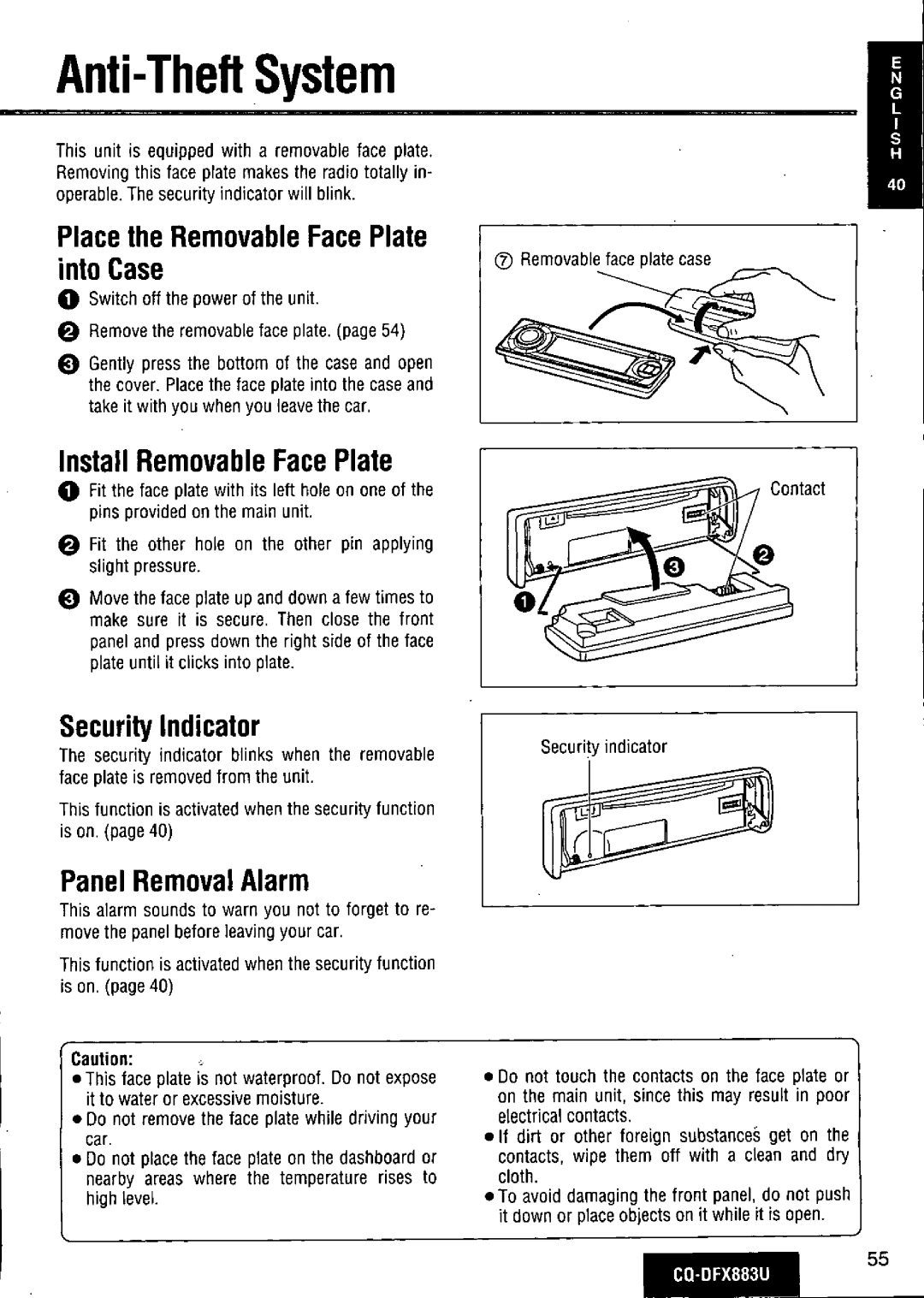 Panasonic CQ-DFX883U manual 