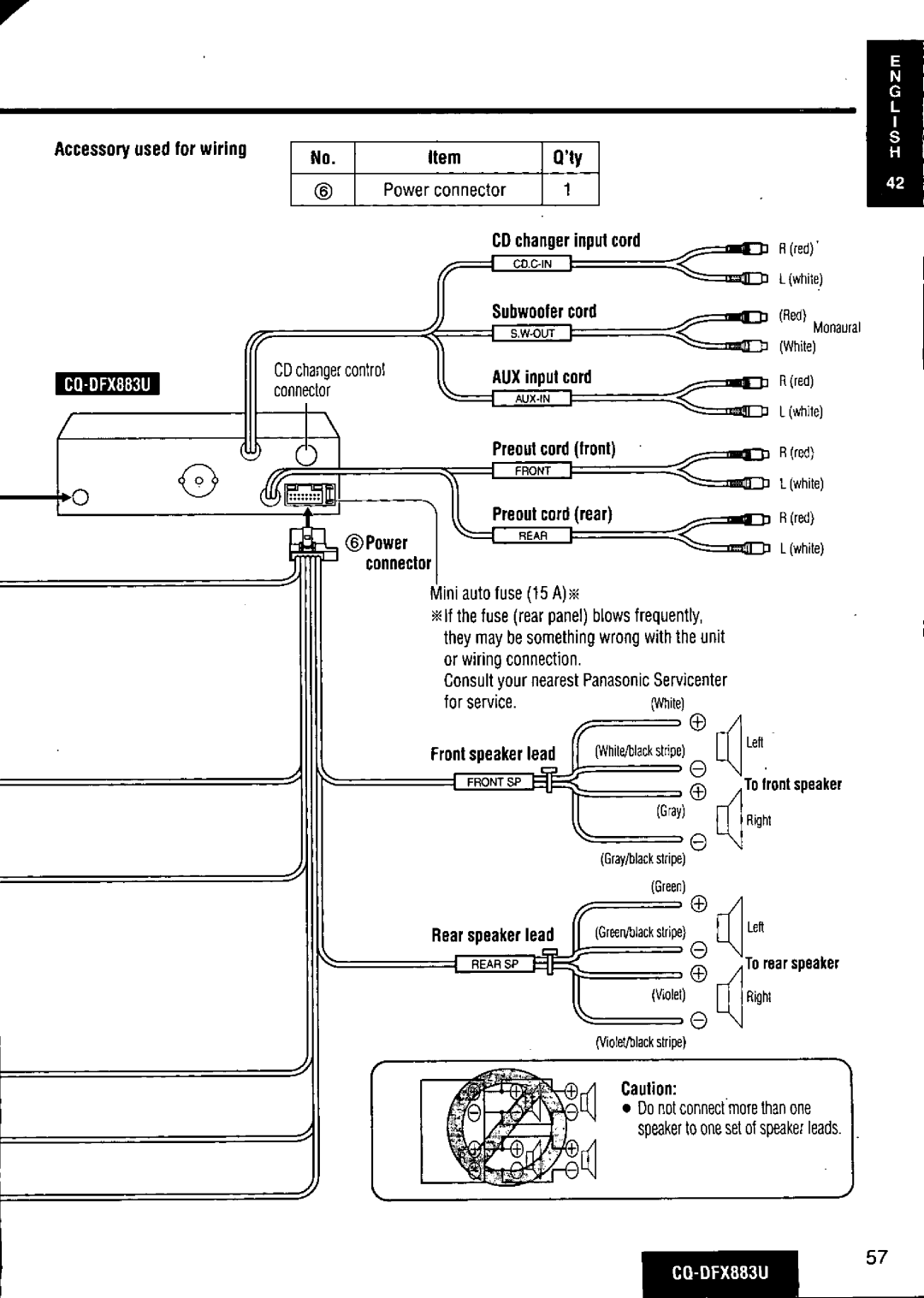 Panasonic CQ-DFX883U manual 