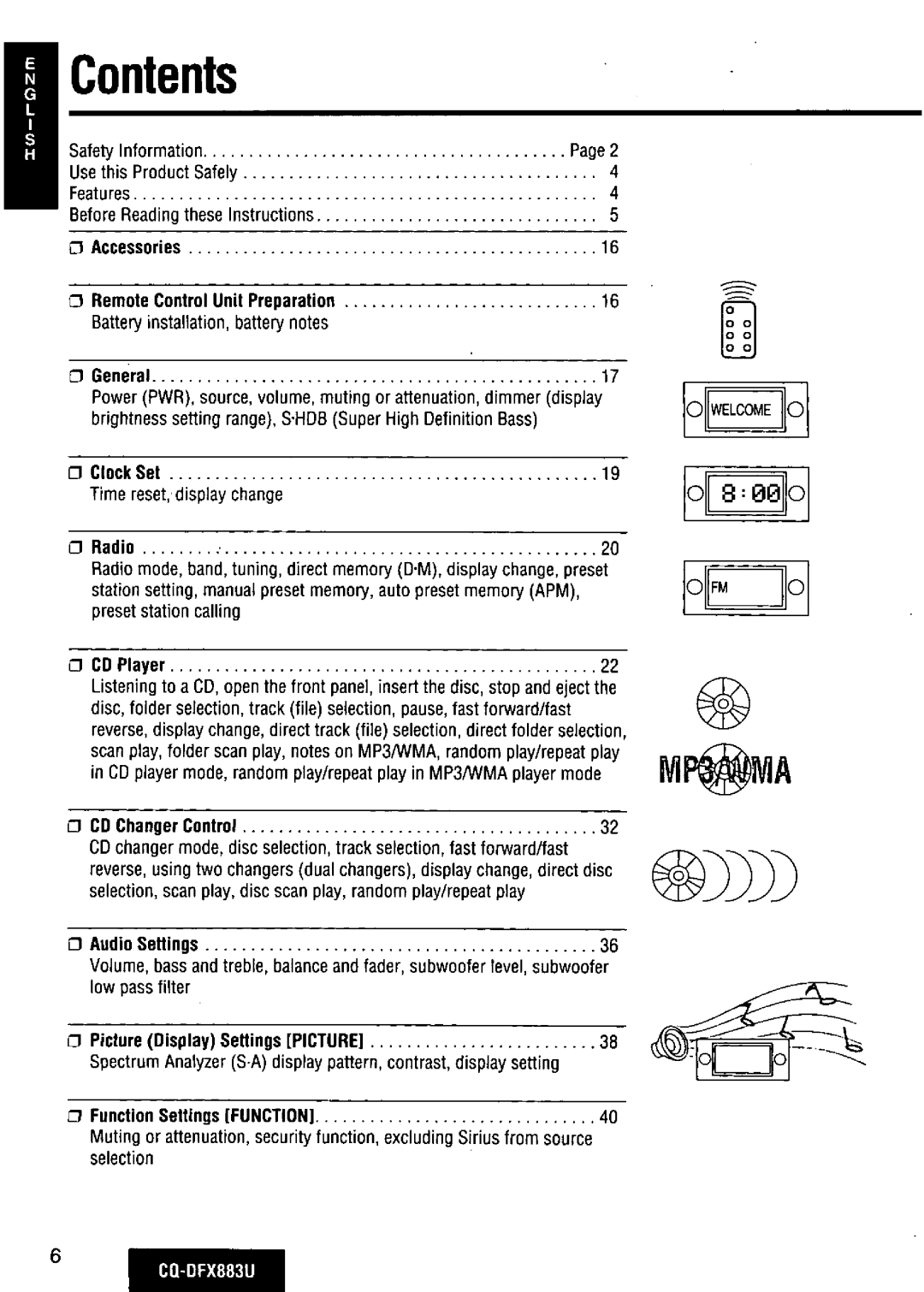 Panasonic CQ-DFX883U manual 