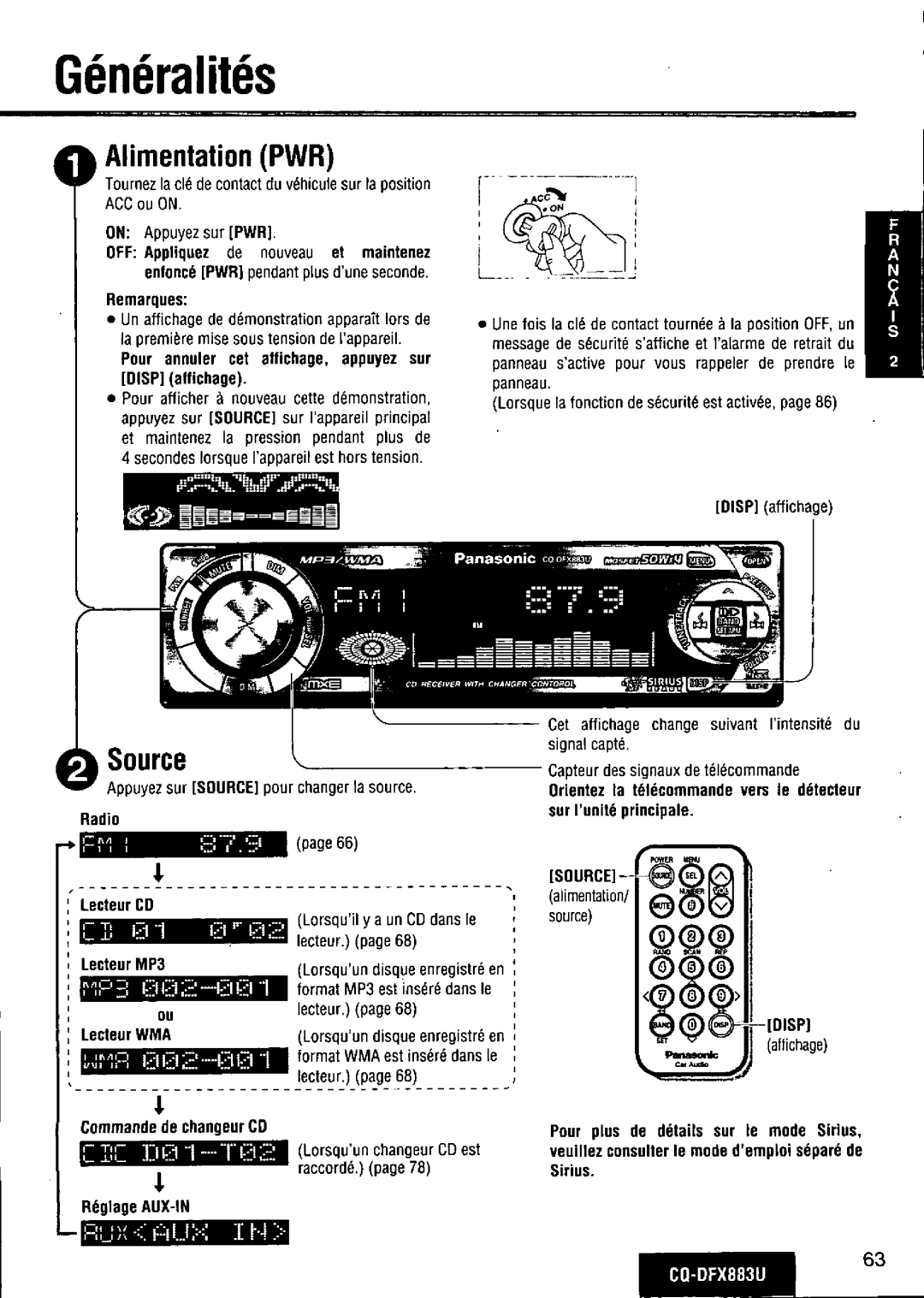 Panasonic CQ-DFX883U manual 