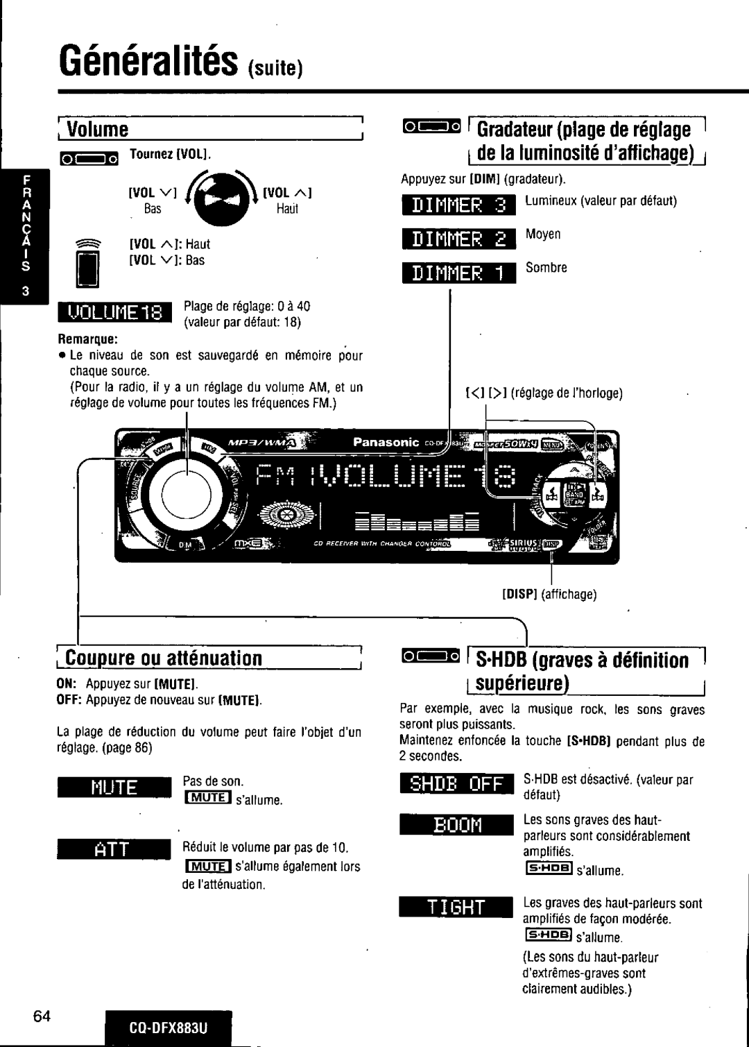 Panasonic CQ-DFX883U manual 