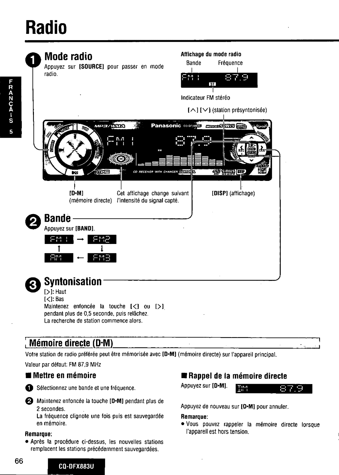 Panasonic CQ-DFX883U manual 