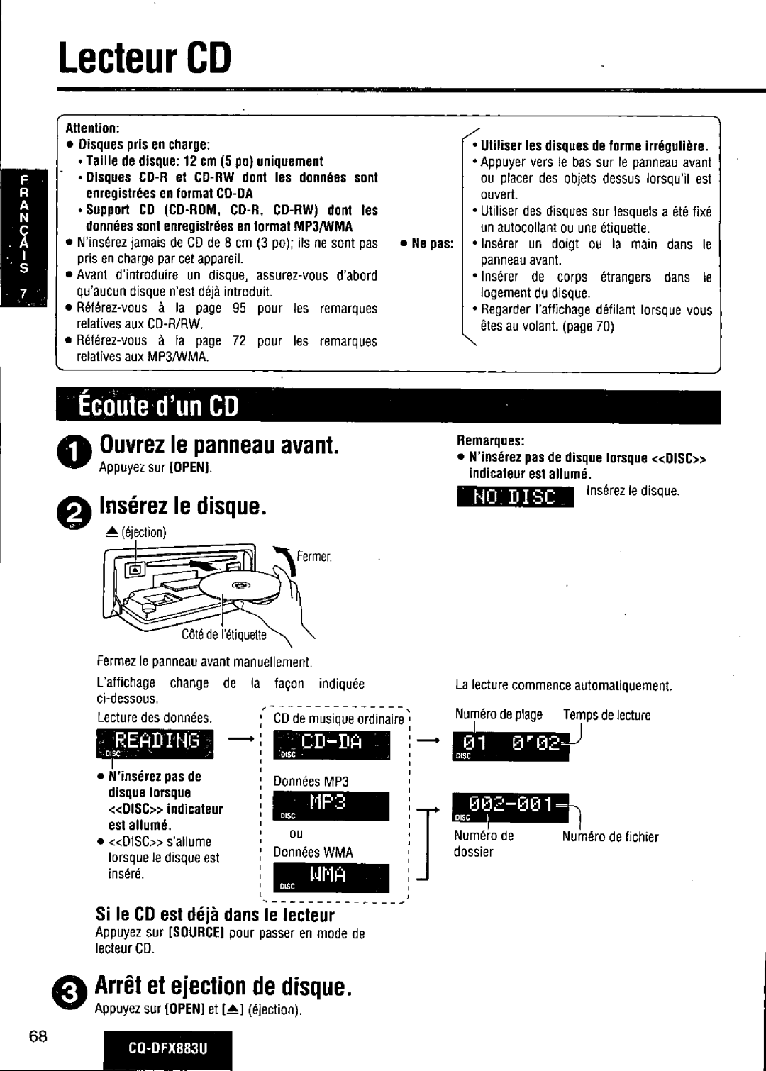 Panasonic CQ-DFX883U manual 