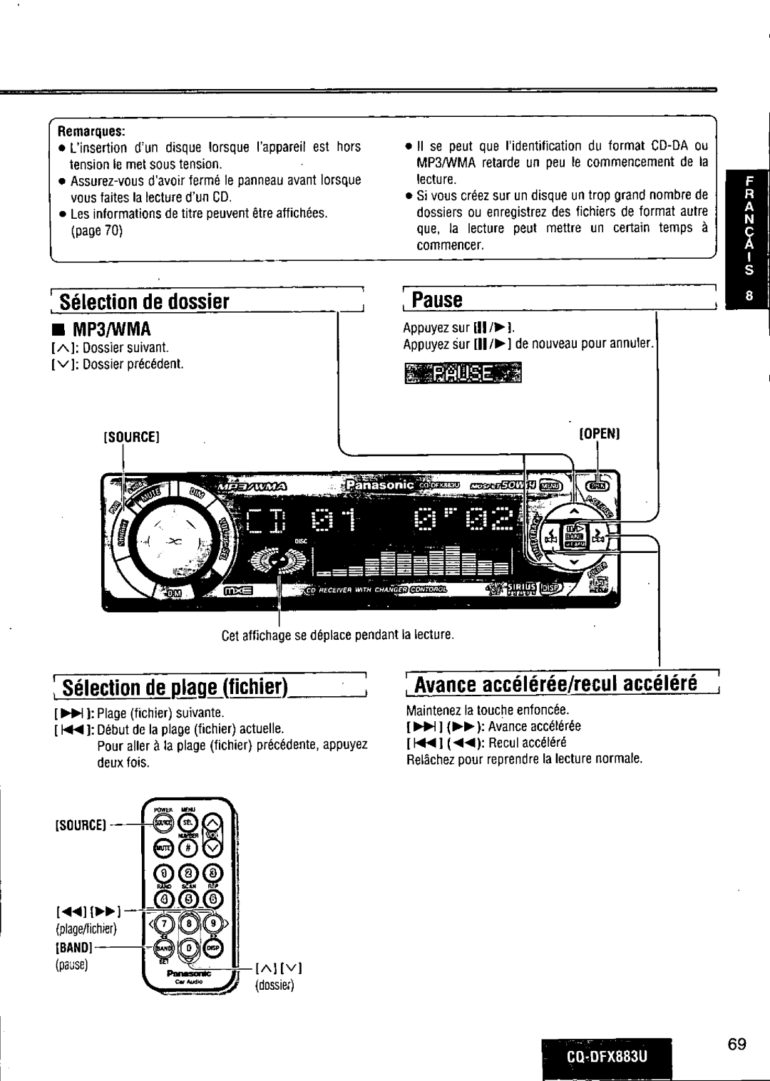 Panasonic CQ-DFX883U manual 